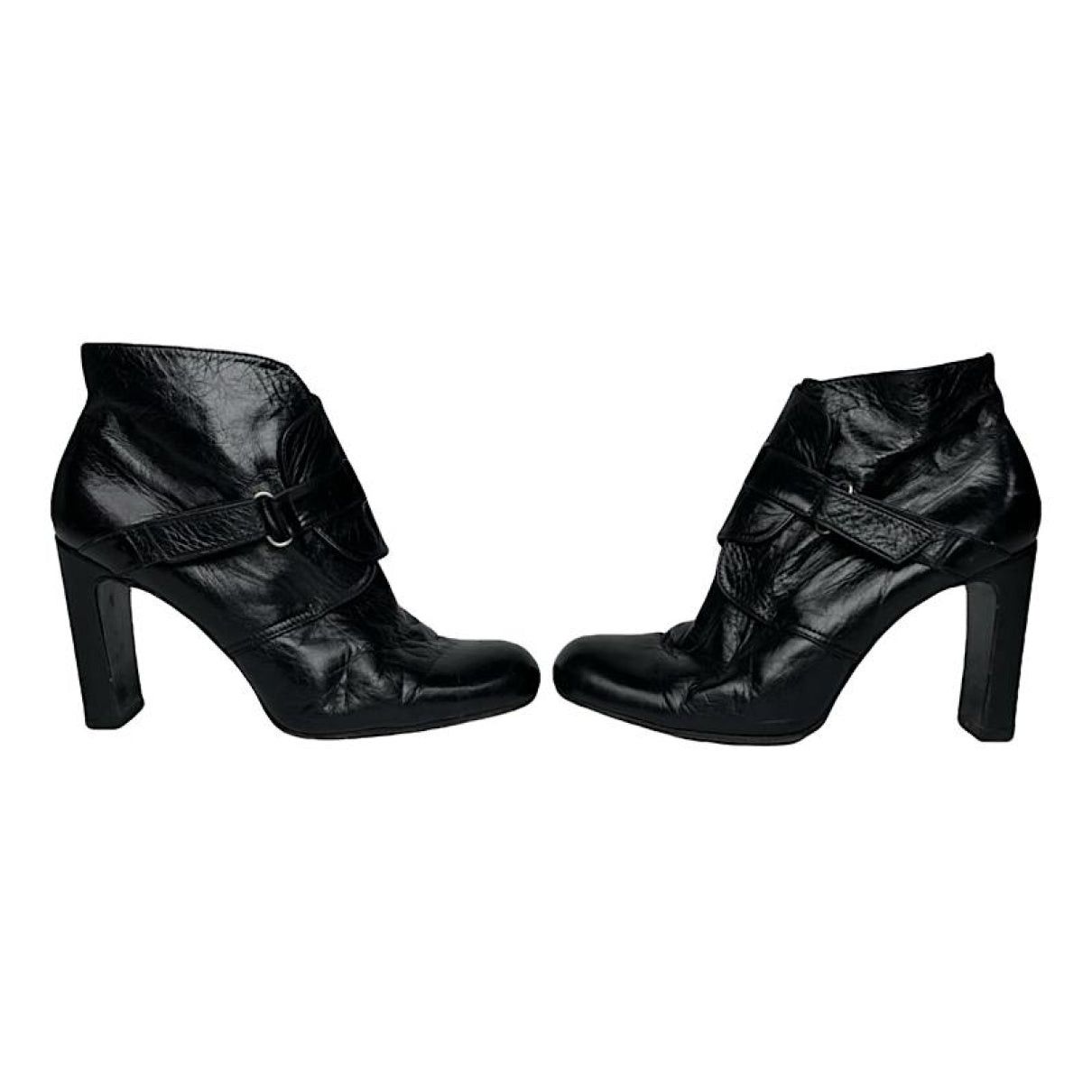 Black Patent Leather Ankle Boots