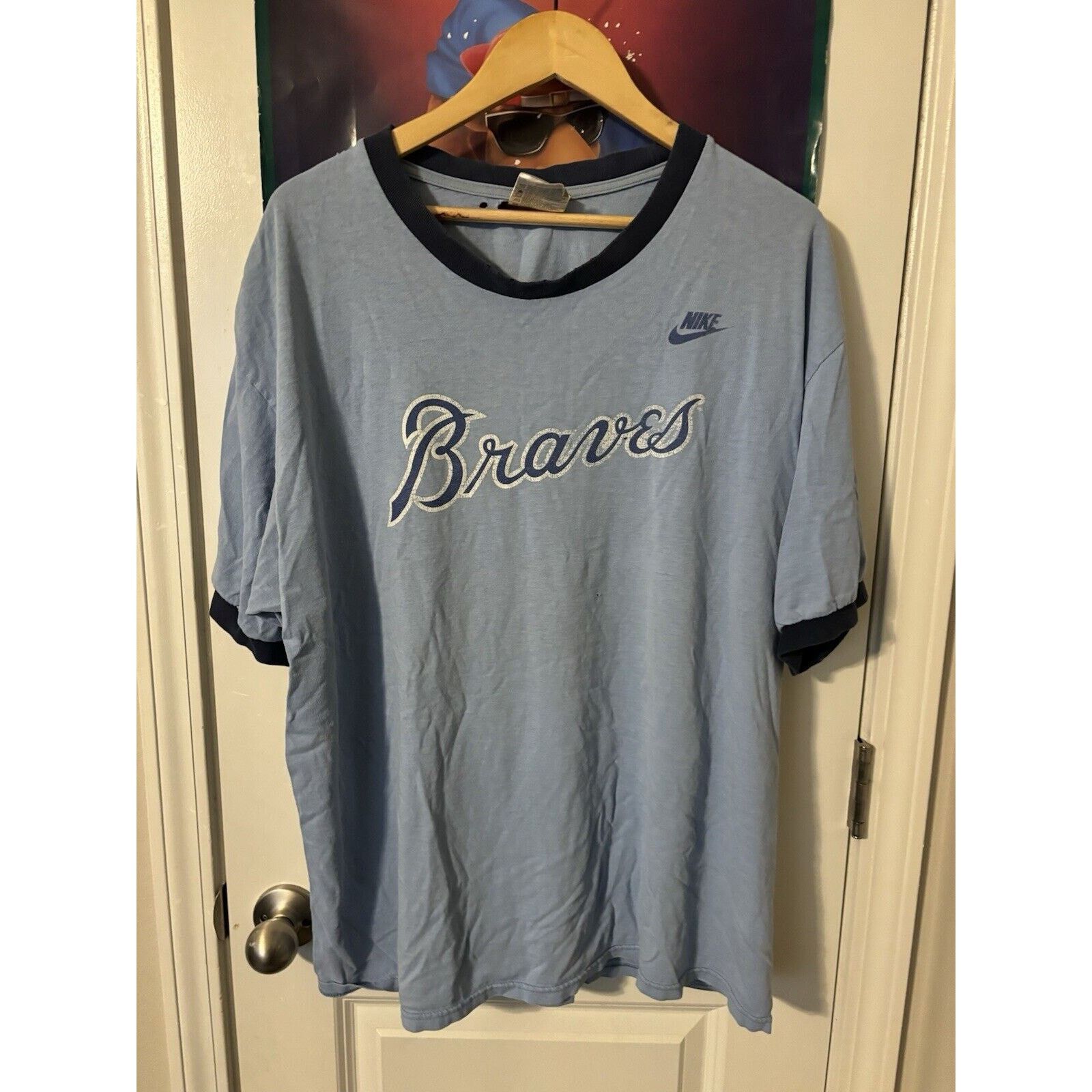 Nike vintage size nike braves atlanta shredded mlb T-shirt blue Size US M / EU 48-50 / 2 - 1 Thumbnail