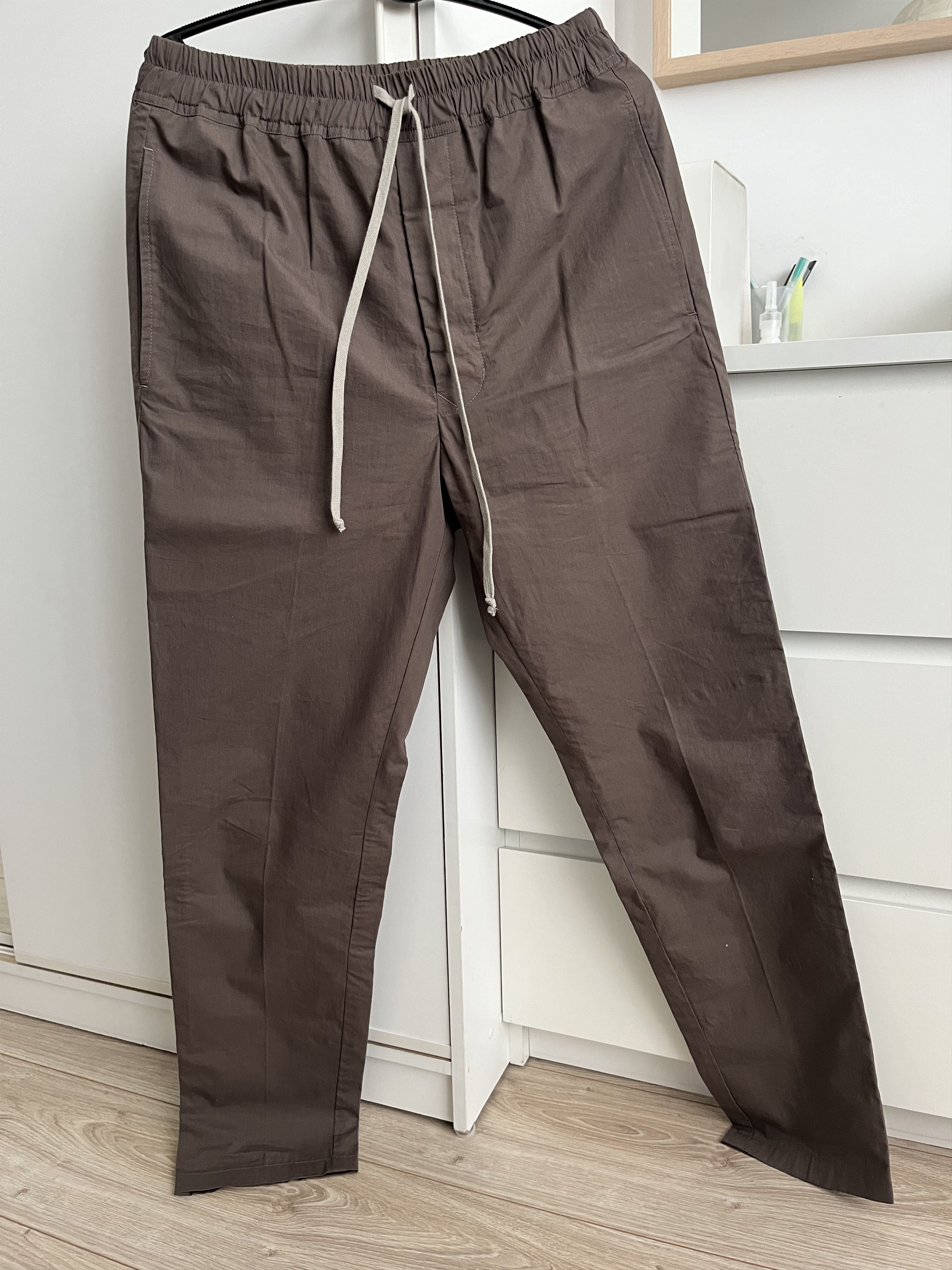 image of Rick Owens Edfu Astaires Slim Drawstraing Pants in Dust, Men's (Size 30)