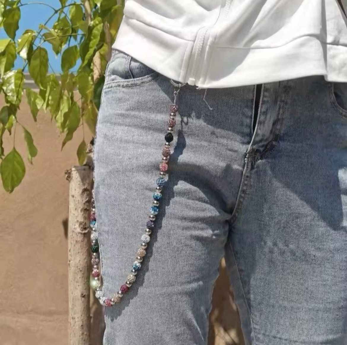 Jewelry Round Bead Rhinestone Multicolor Punk Pants Chain Size ONE SIZE - 2 Thumbnail