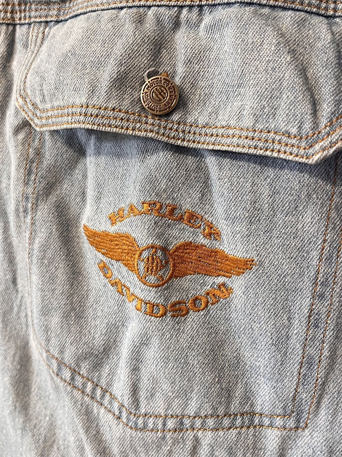 Harley Davidson × Vintage Vintage 90s Harley Davidson Mechanic Denim Buttons Up Shirt Size US S / EU 44-46 / 1 - 7 Thumbnail