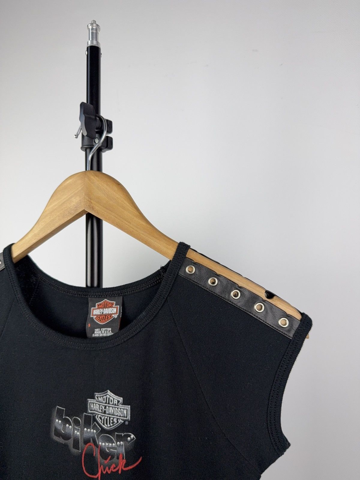 Harley Davidson × Vintage Harley-Davidson Biker Chick Top – Grommet Shoulder – S Size S / US 4 / IT 40 - 3 Thumbnail