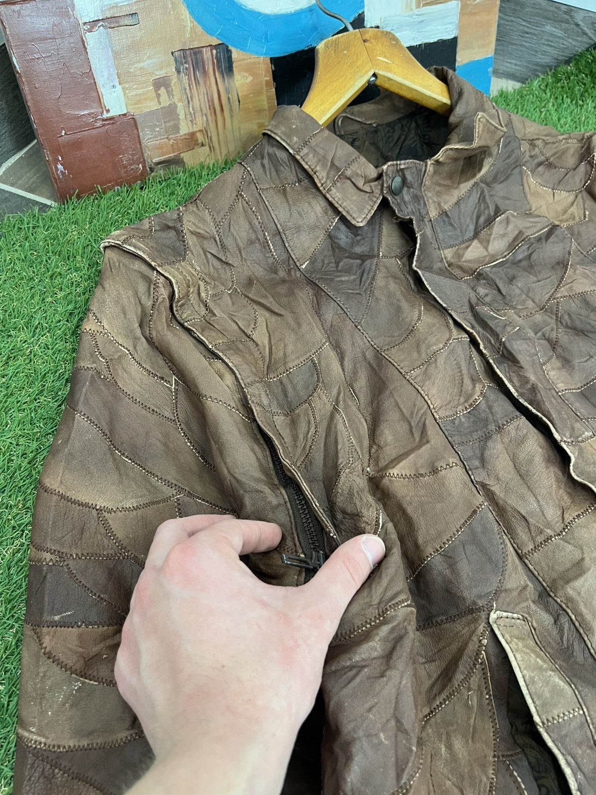 Vintage Y2K Faux Leather Patchwork Jacket like cdg yohji jpg 00s Size US L / EU 52-54 / 3 - 8 Thumbnail