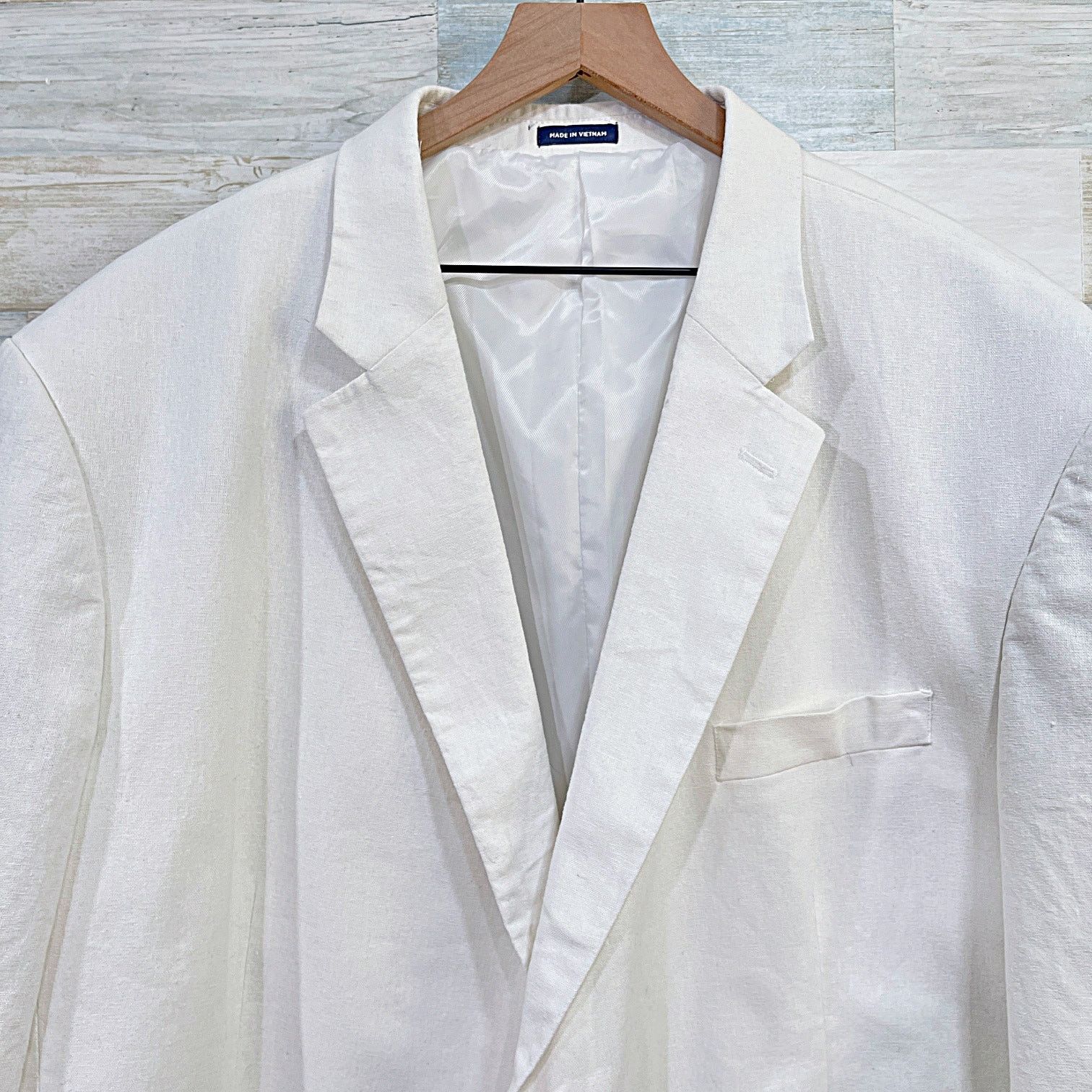 Stafford Stafford Travel Linen Cotton Summer Coat White Big & Tall 54 Size 54R - 2 Thumbnail