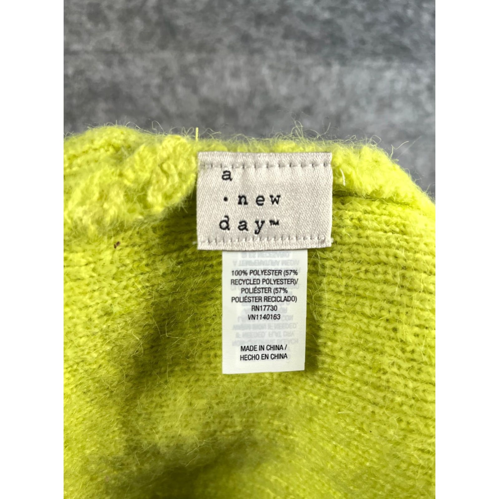 Vintage A New Day Hat Women One Size Neon Green Knit Jewel Embellished Poly NEW Size ONE SIZE - 7 Thumbnail