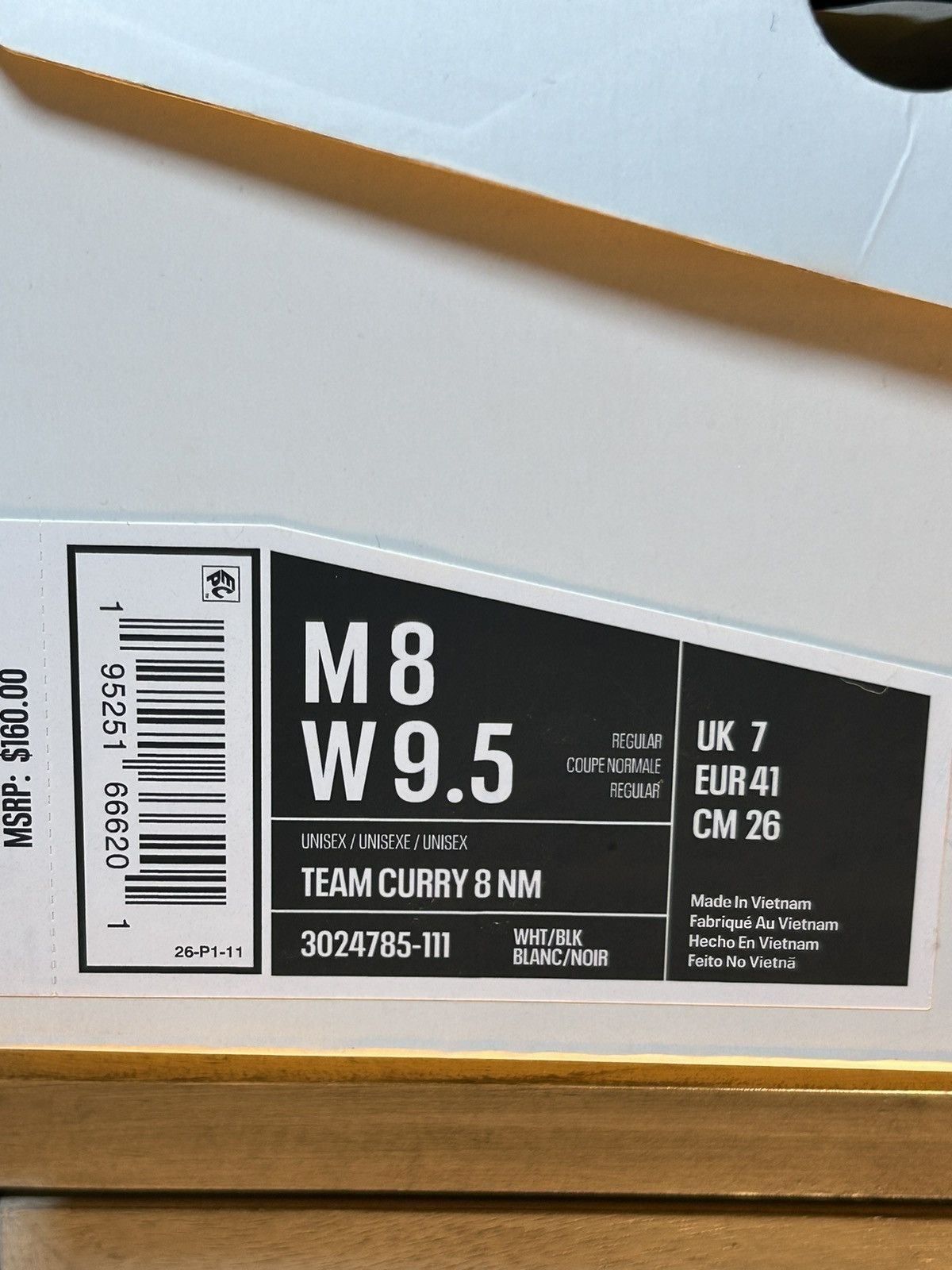 Under Armour Team Curry 8 NM “White Black” Size US 8 / EU 41 - 7 Thumbnail