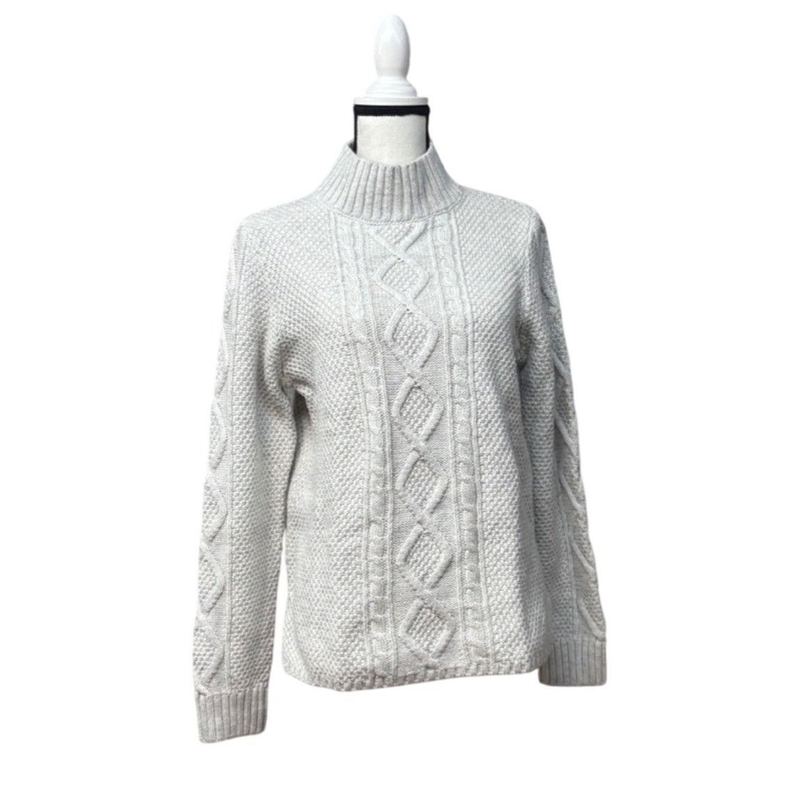 Lucky Brand Lucky Brand Cable Knit Turtleneck Sweater, Gray, Size M Size M / US 6-8 / IT 42-44 - 13 Thumbnail