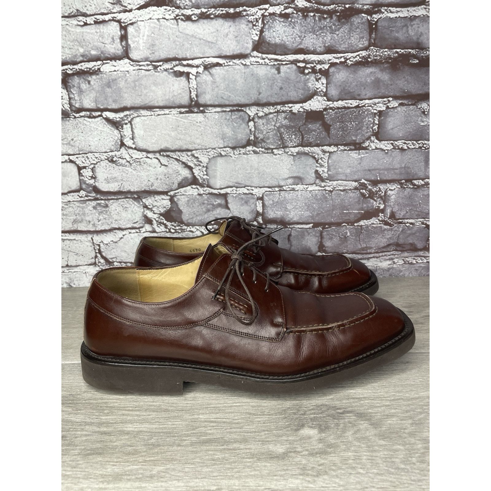 Principe PRINCIPE Brown Leather Square Toe XL Light Oxfords Lace Shoe Size US 10 / EU 43 - 16 Thumbnail