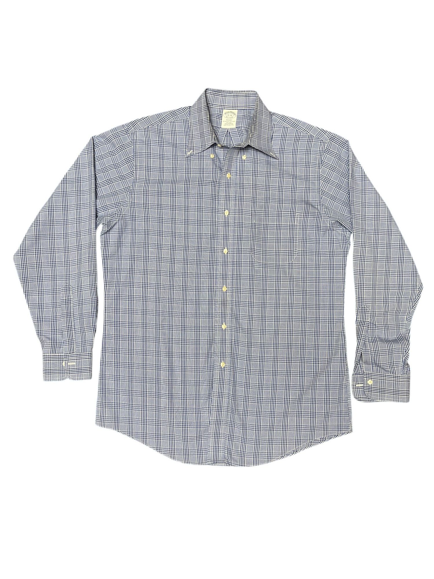 Brooks Brothers Brooks Brothers Regent Button Down Shirt 16-34 Blue Check Size US M / EU 48-50 / 2 - 1 Thumbnail