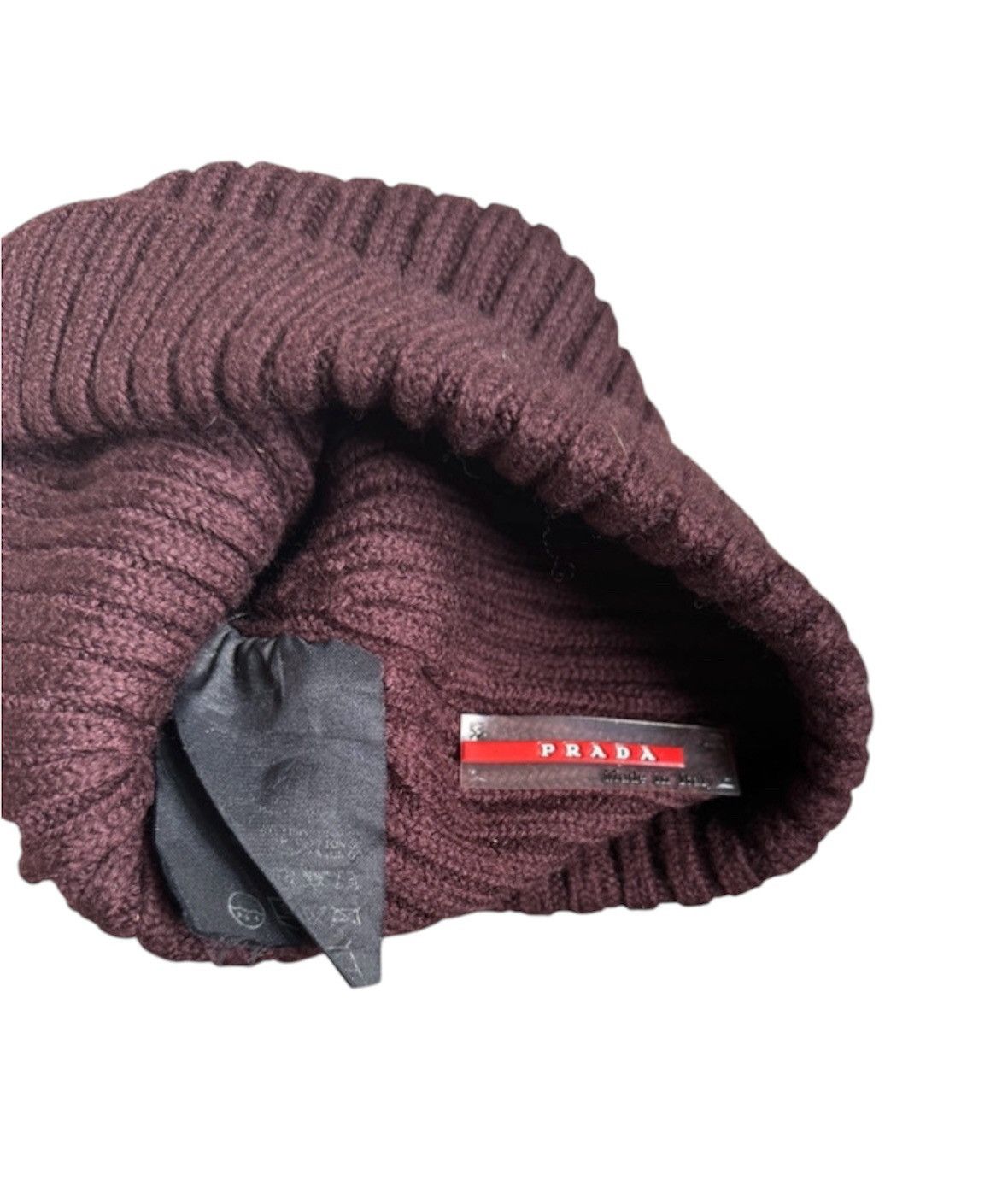 Prada × Vintage Prada Wool Beanie Hat burgundy Size ONE SIZE - 4 Thumbnail