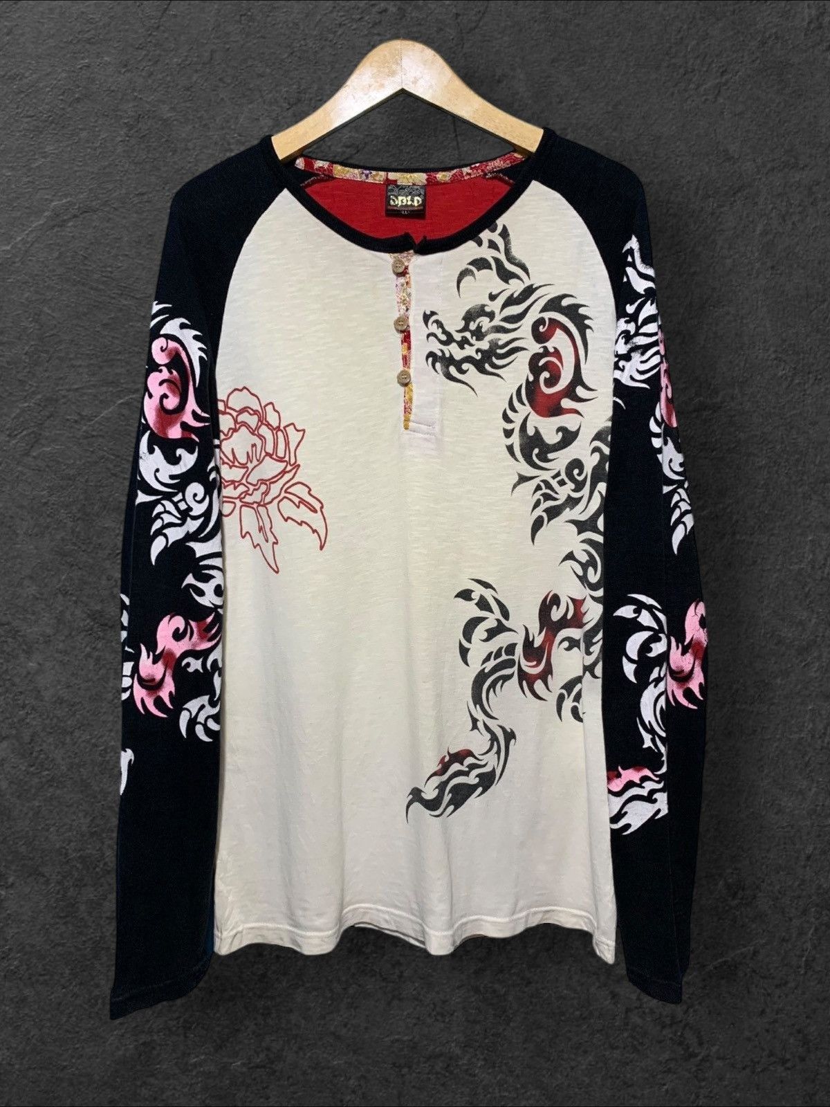Japanese Brand × Vintage y2k Sukajan Tribal Dragon Tatto longsleeve Size US L / EU 52-54 / 3 - 1 Thumbnail