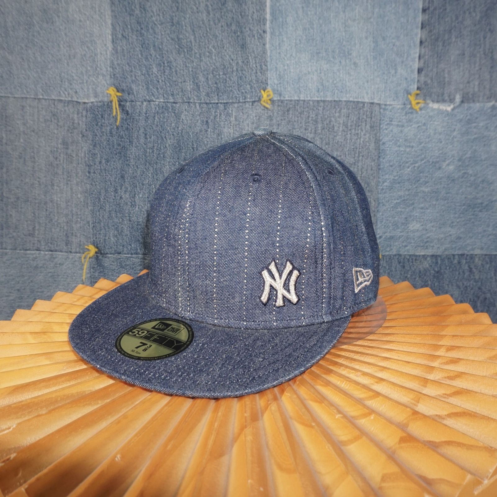 New Era 7 3/8 58.7CM- Vintage / Y2K Yankees Sashiko Style Fitted Cap Size ONE SIZE - 2 Thumbnail