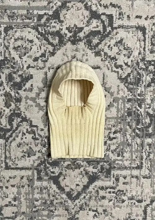 Vintage Vintage Cream Striped Wool Face Mask Balaclava Hat Cap Basic Size ONE SIZE - 1 Thumbnail