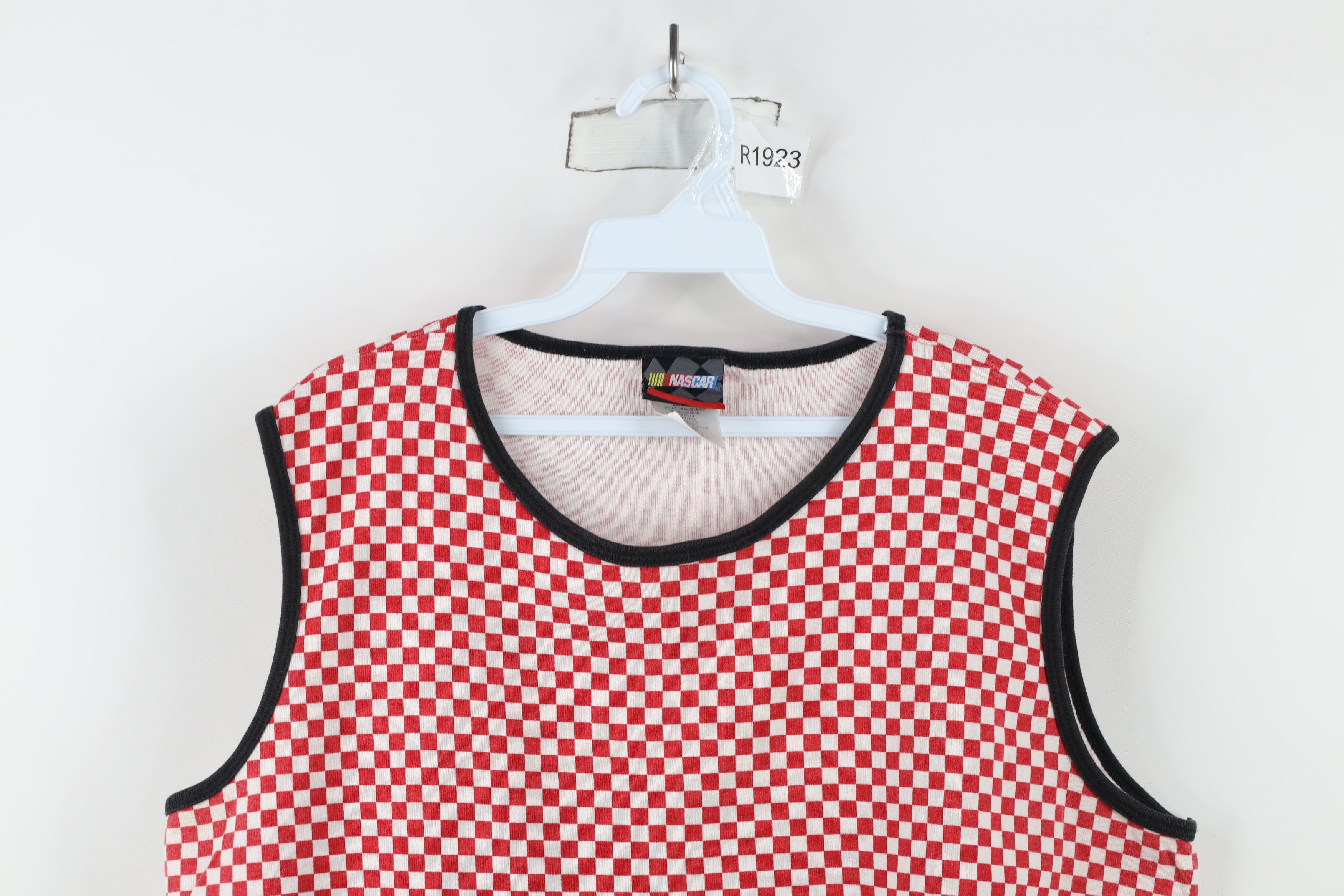 Vintage Vintage 90s Y2K NASCAR Checkered Sleeveless T-Shirt Cotton Size XXL / US 16-18 / IT 52-54 - 2 Thumbnail