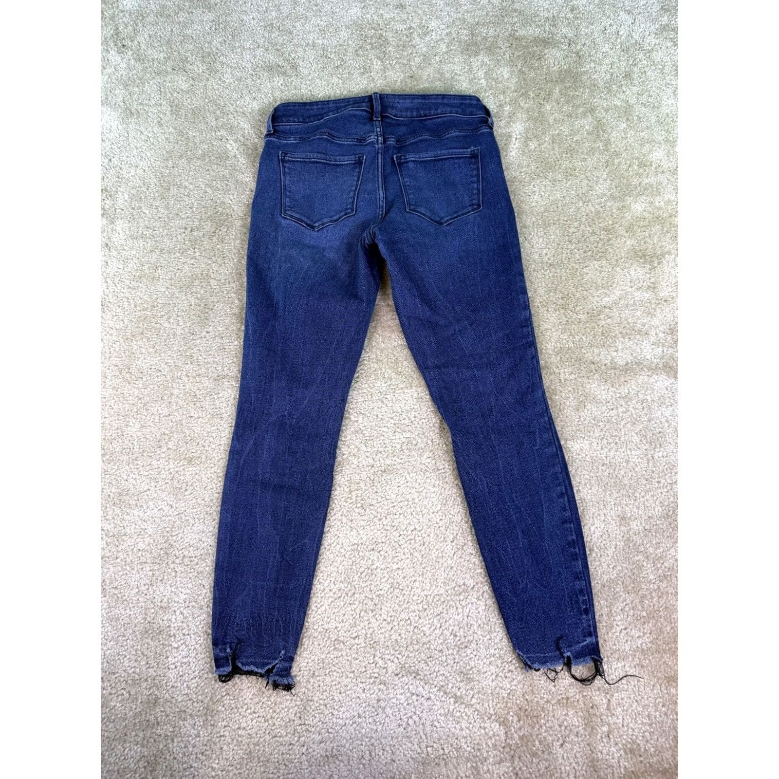 Old Navy Old Navy Rockstar Jeans Ankle Womens Size 4 Blue Distressed Button Fly Raw Hem C925 Size ONE SIZE - 4 Thumbnail