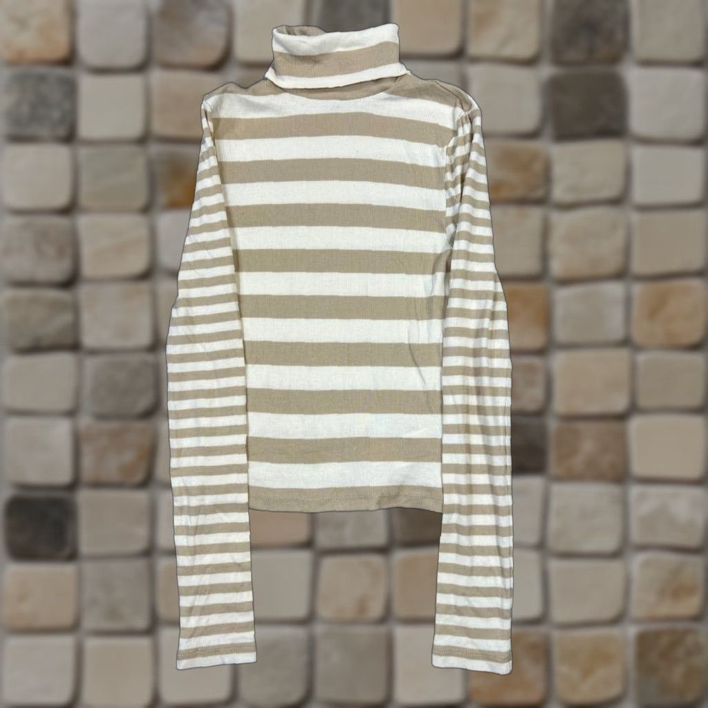 Madewell Madewell Sweater Womens S Knit Striped Brown Cotton Blend Turtleneck Pullover Winter Casual Top Size S / US 4 / IT 40 - 1 Thumbnail