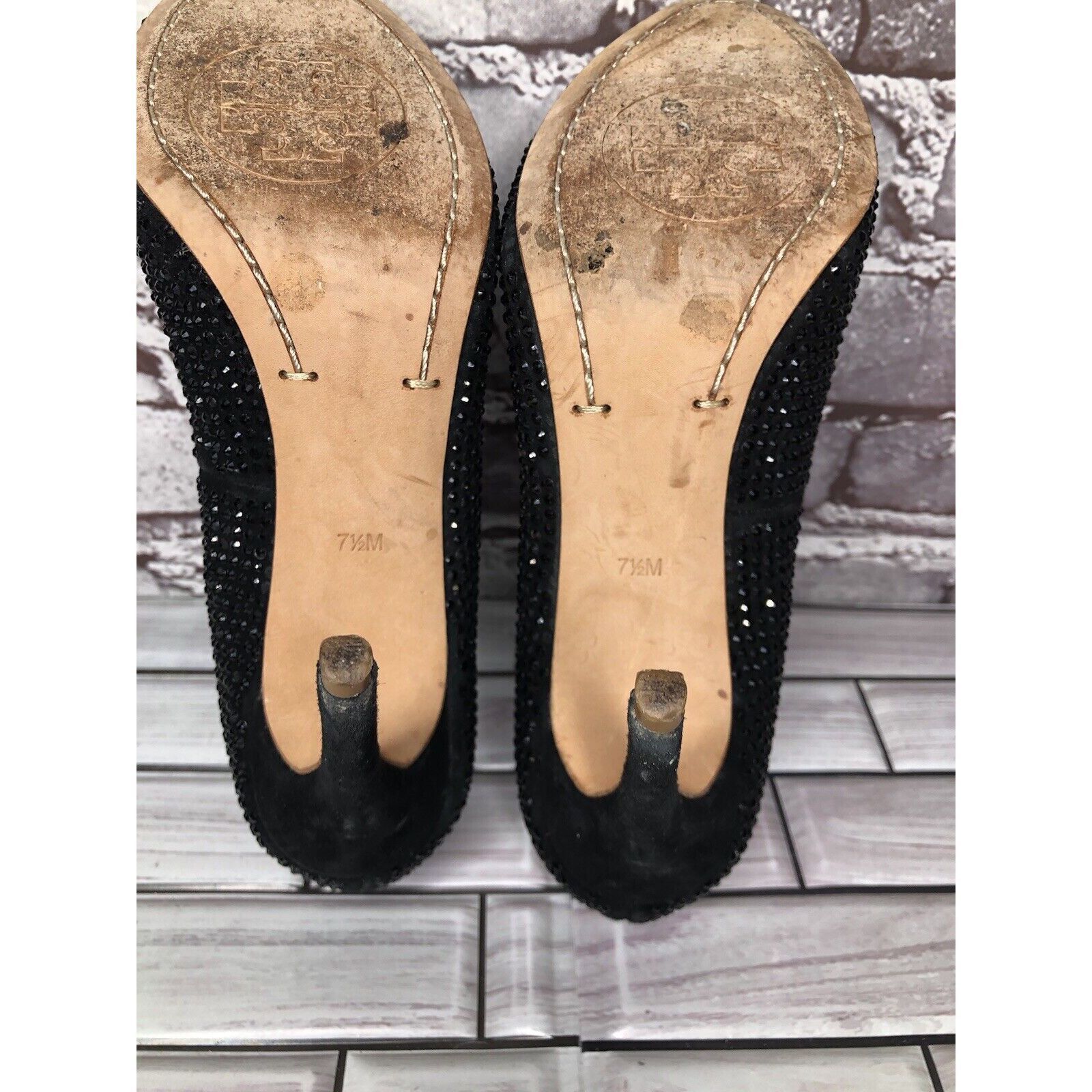 Tory Burch Tory Burch Phoenix Black Pump Rhinestone Soho Lux Suede Wome Size US 7.5 / IT 37.5 - 8 Thumbnail
