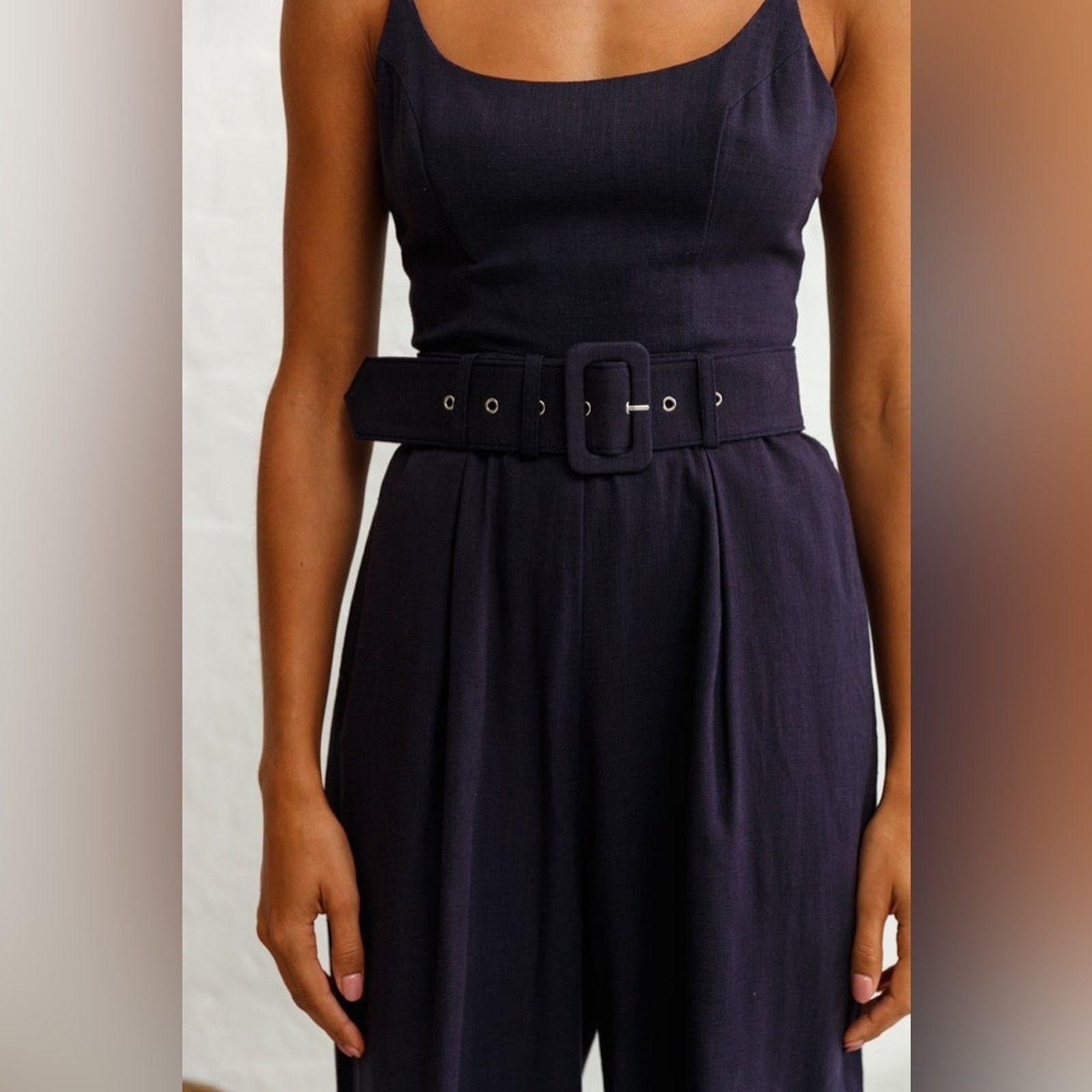 Other Here Comes The Sun CUFFED HEM BELTED JUMPSUIT NAVY XS Size 26" / US 2 / IT 38 - 3 Thumbnail