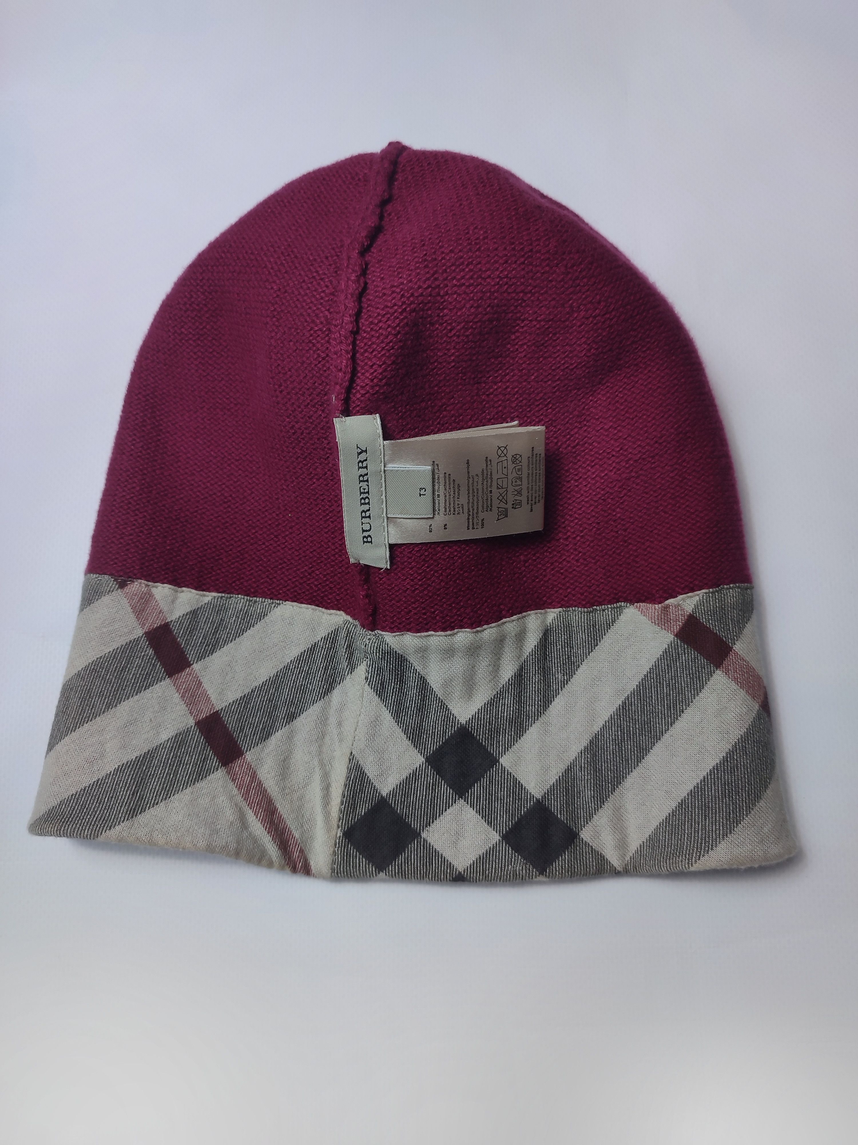 Burberry Burberry Burgundy Nova Check Cuff Beanie Vintage Size ONE SIZE - 10 Thumbnail