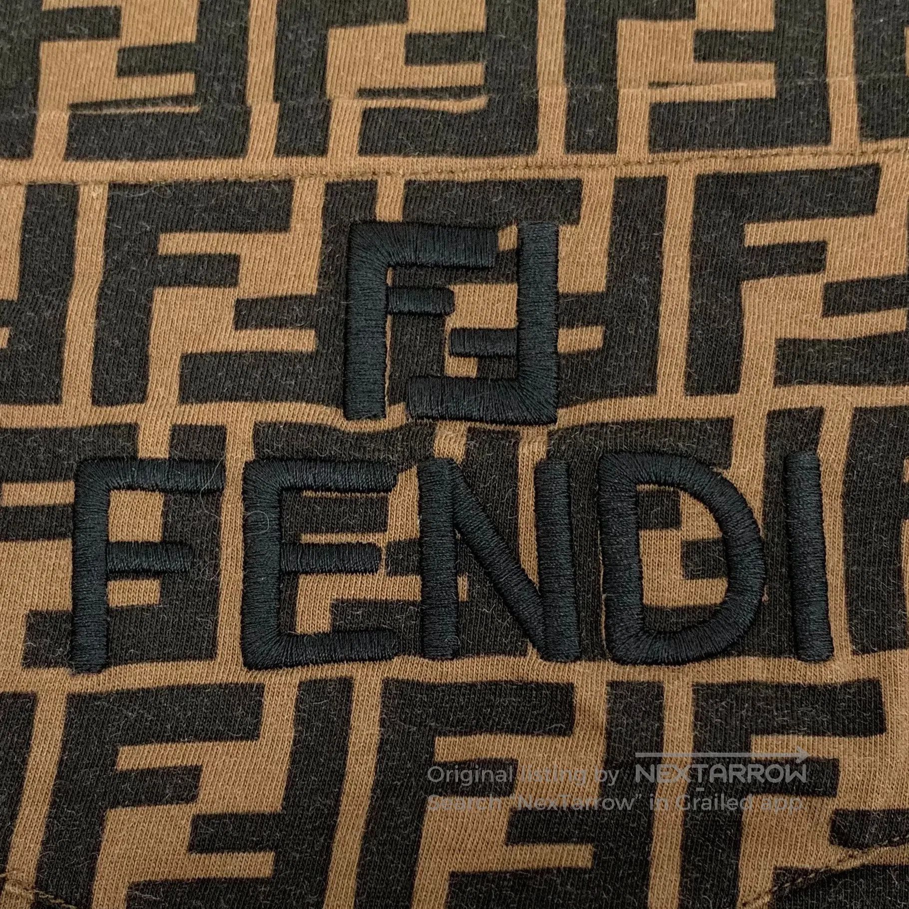 Fendi FENDI Dark Brown Double F Printed Cotton Crew Neck Short-S Size US S / EU 44-46 / 1 - 5 Thumbnail