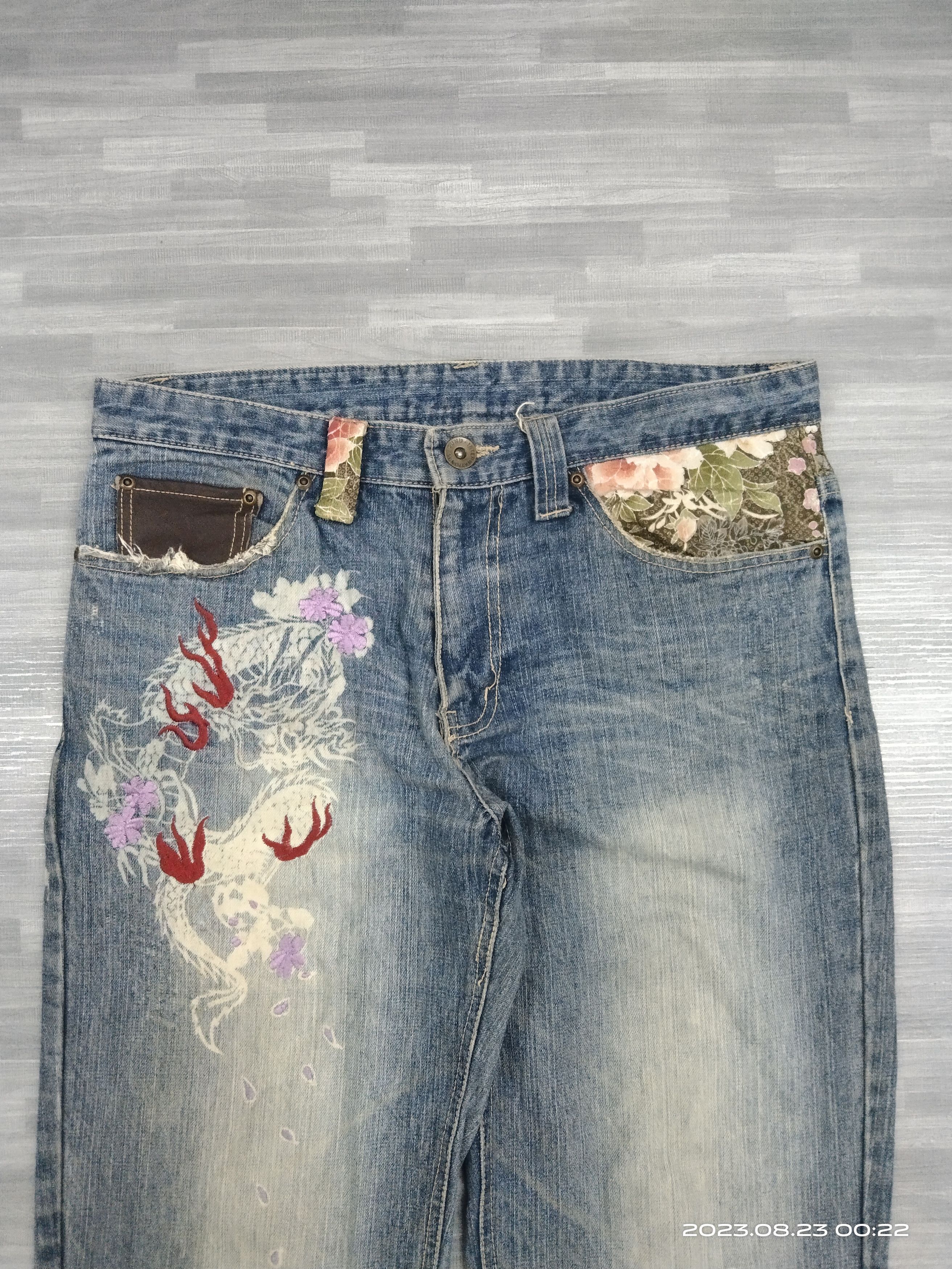 Art Comes First SICK ART HANDMADE GUMU DENIM PANTS Size US 33 - 4 Thumbnail