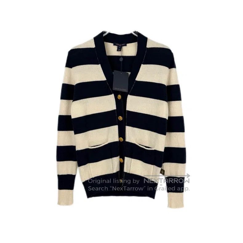 Louis Vuitton Louis Vuitton Dark blue and white wide striped cashmere ca Size US M / EU 48-50 / 2 - 1 Thumbnail