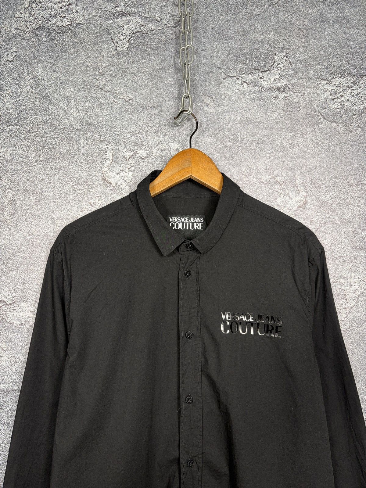 Versace Jeans Couture Versace Jeans Couture Classic Black Shirt With Logo Size M Size US M / EU 48-50 / 2 - 2 Thumbnail