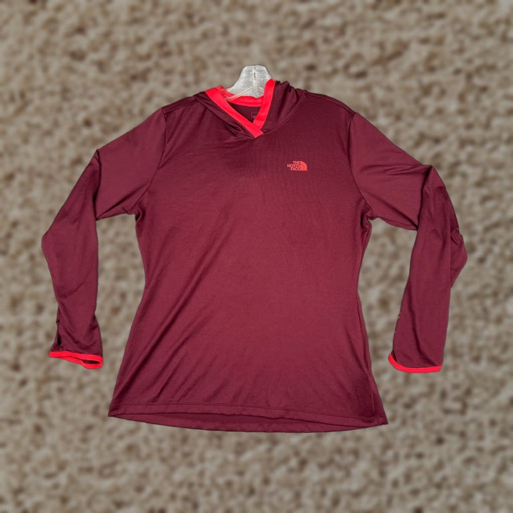 The North Face The North Face Shirt Women Red Long Sleeve Hooded V-Neck Flashdry Polyester Size M / US 6-8 / IT 42-44 - 1 Thumbnail