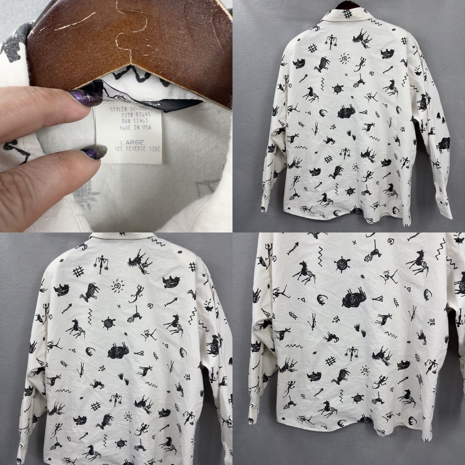 Roper VINTAGE Roper Western Shirt Womens M/L Ivory Graphic Yoke Flap Cowgirl Read Size M / US 6-8 / IT 42-44 - 8 Thumbnail