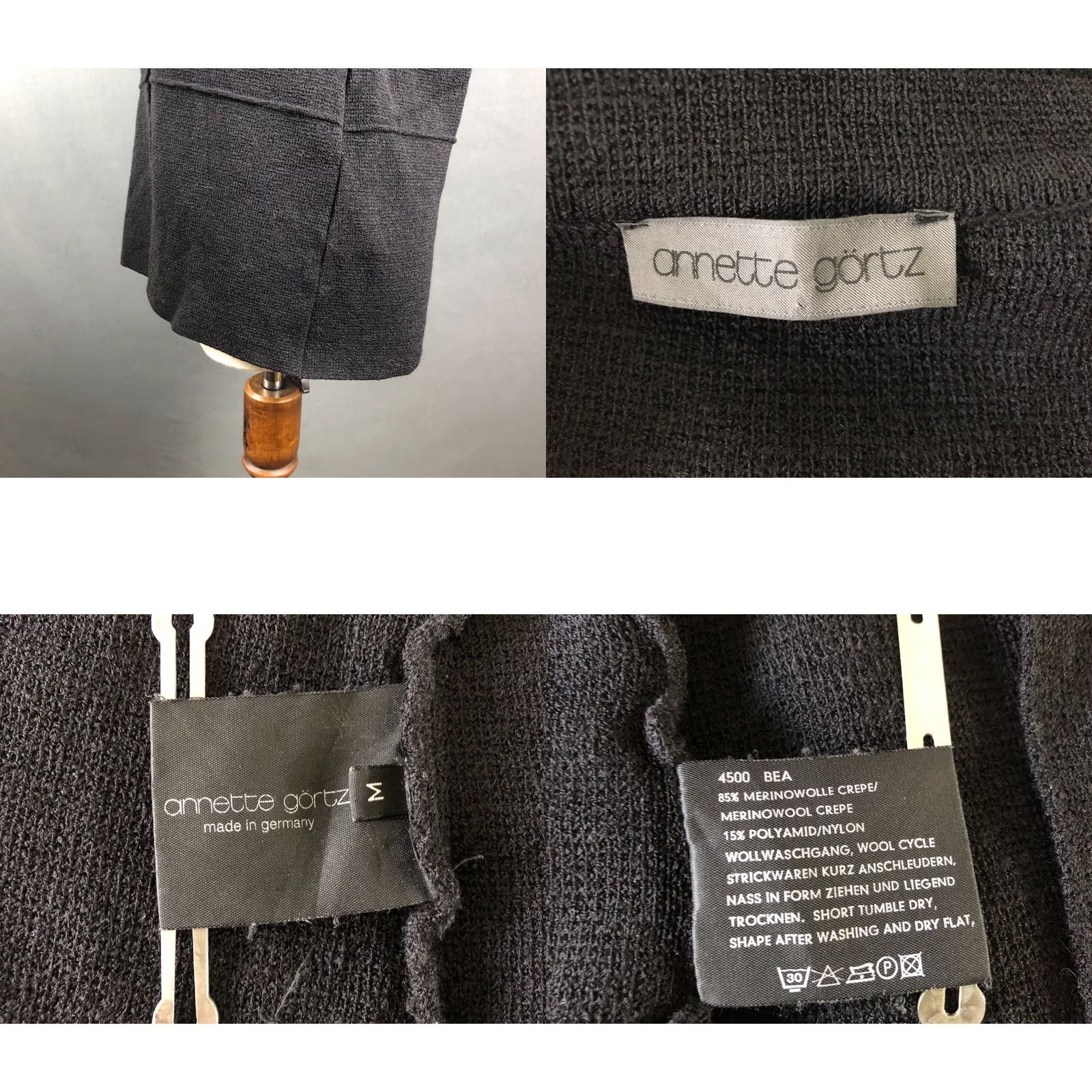 Vintage Annette Görtz Blazer Jacket Women M Black Wool Crepe Short Sleeve Long Sleeve Button Casual Classic Basic Jacket Mens? Ladies Size M / US 6-8 / IT 42-44 - 8 Thumbnail