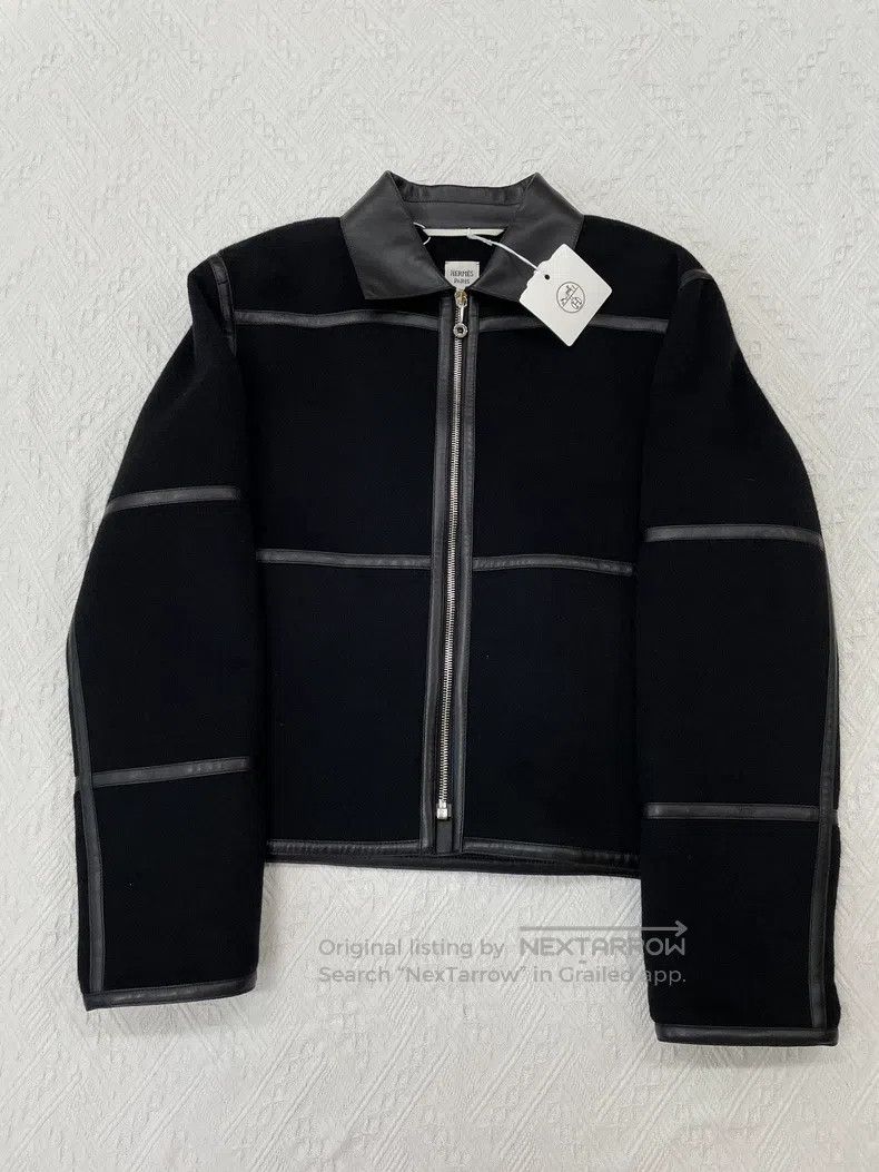 Hermes Hermes Black Cashmere Patch Leather Jacket Size M / US 6-8 / IT 42-44 - 1 Thumbnail
