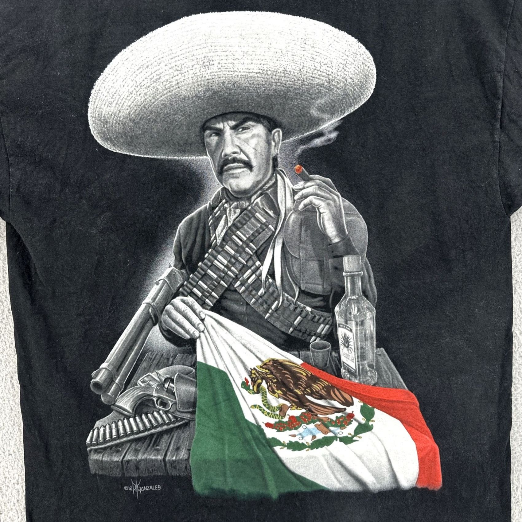 Vintage VINTAGE DGA T-Shirt Mens Graphic Print Black XL Short Sleeve Crew Neck Vicente Fernandez Art Size US XL / EU 56 / 4 - 6 Thumbnail