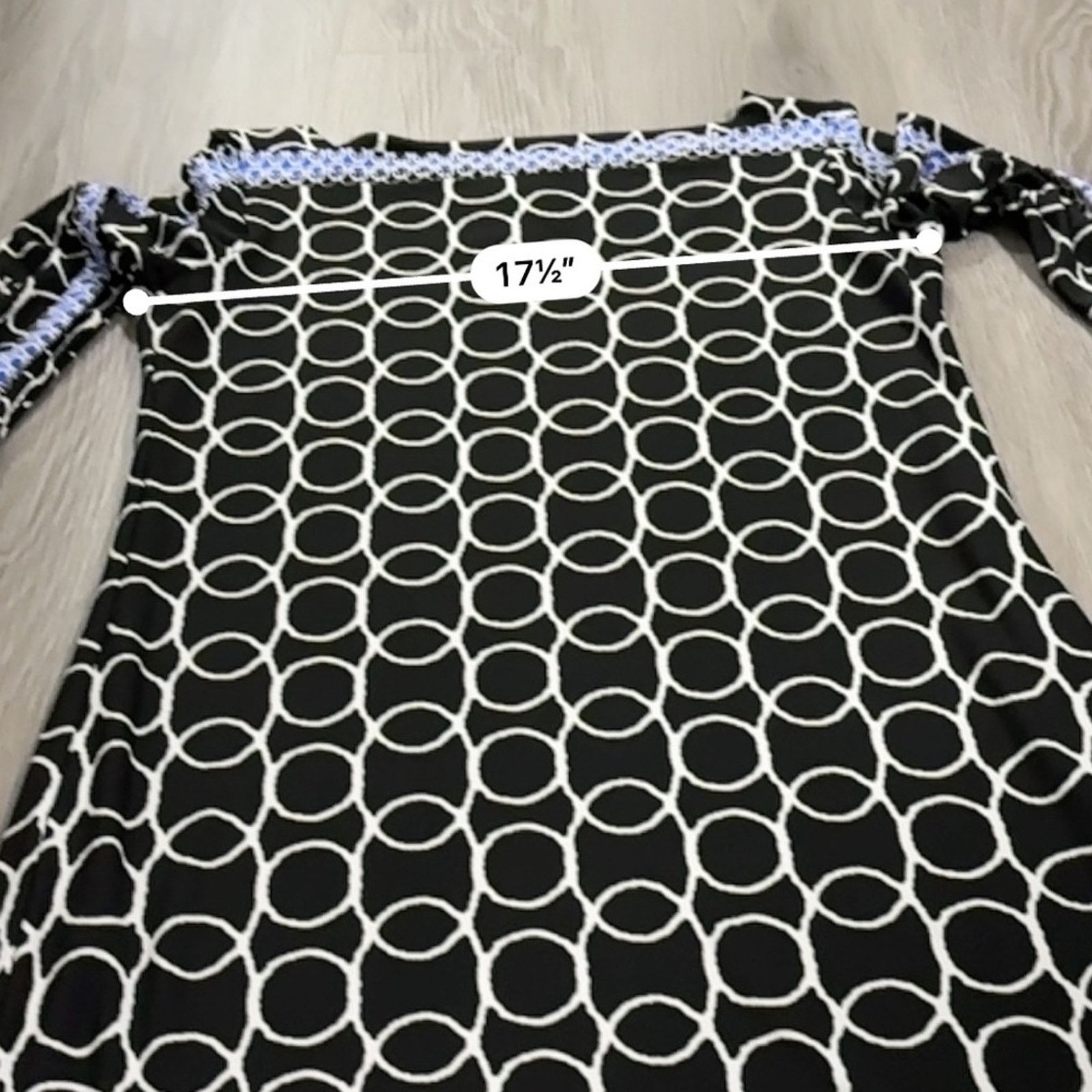 Joseph Ribkoff Joseph Ribkoff Black White Blue Long Sleeve Shift Dress Sz 8 Size M / US 6-8 / IT 42-44 - 10 Thumbnail