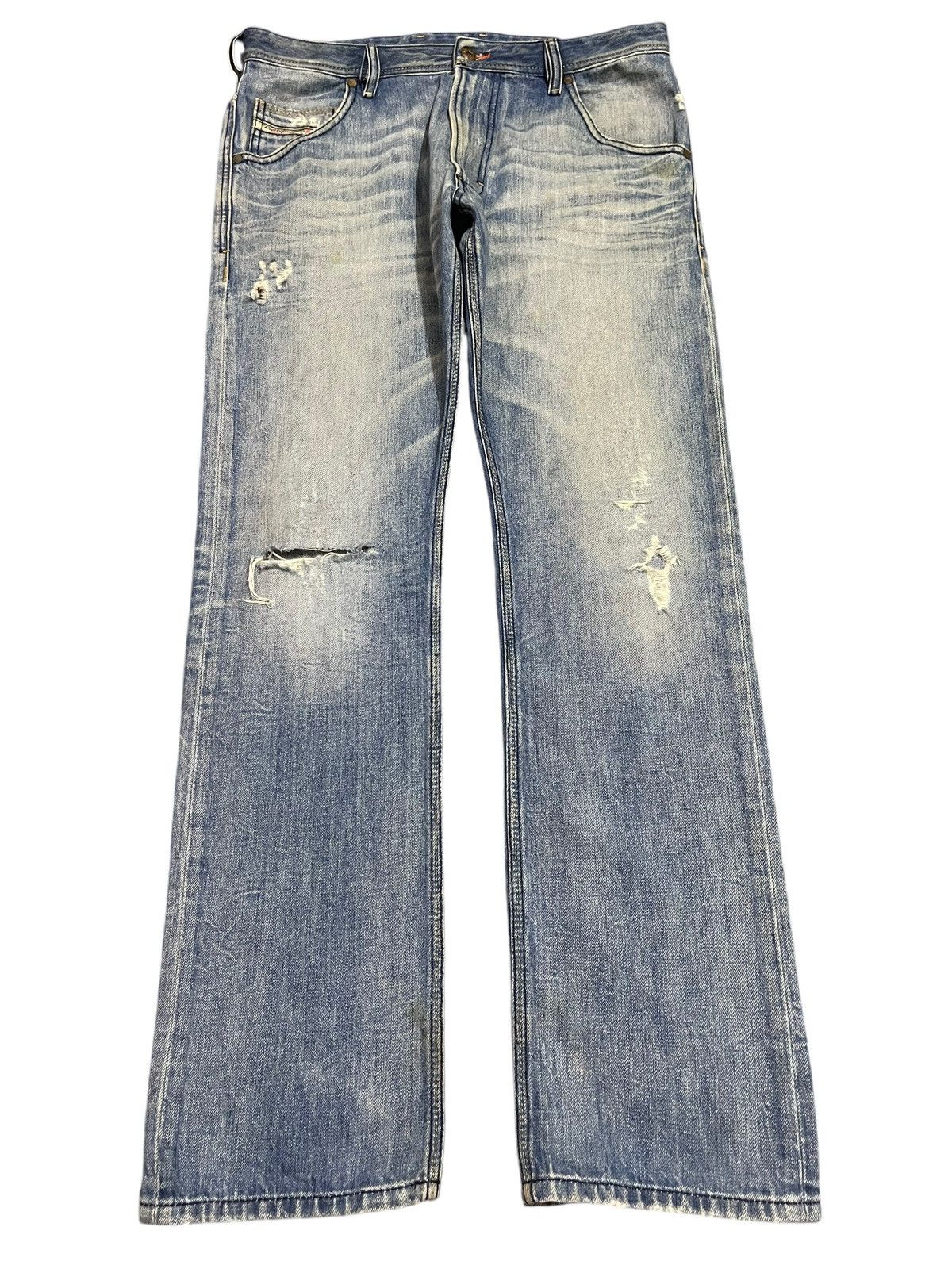 Diesel Vintage Diesel Industry Blue Faded Wash Distress Jeans Size US 33 - 1 Thumbnail
