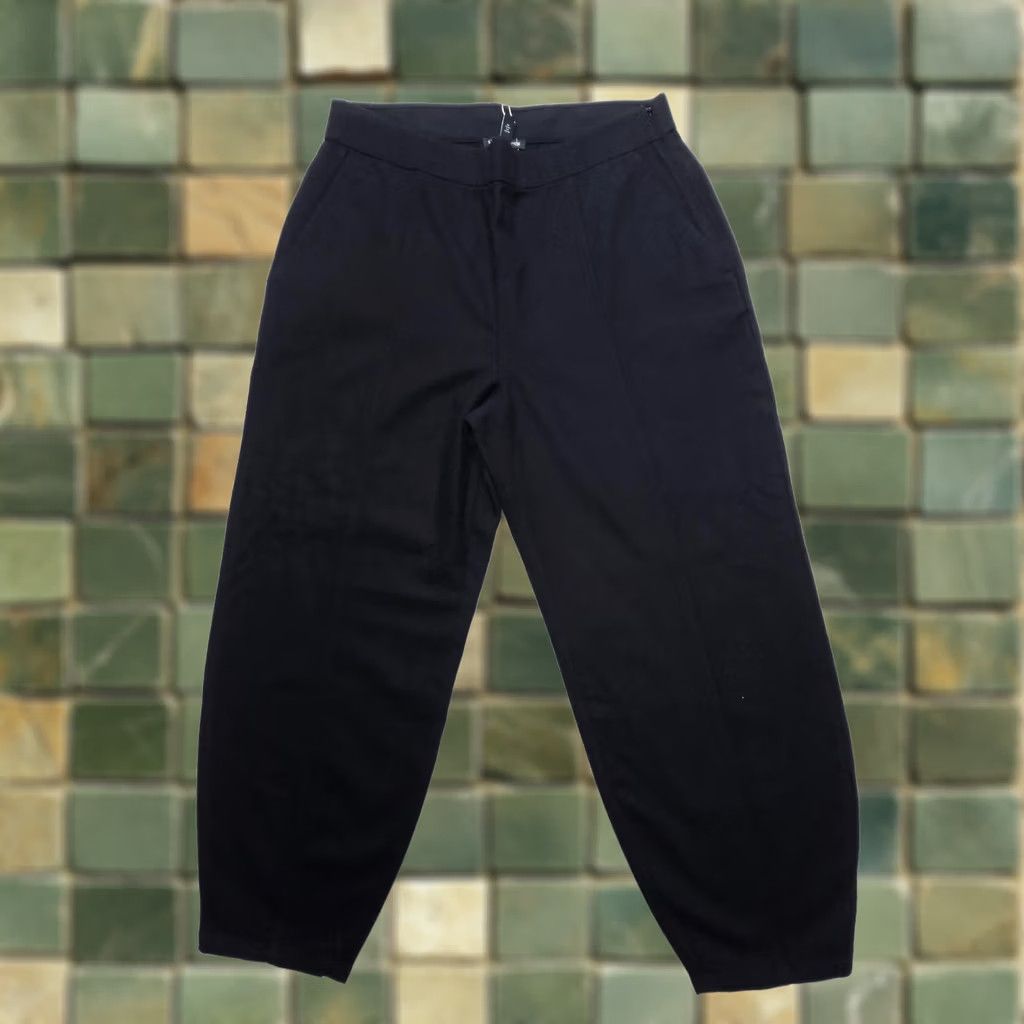 Eileen Fisher Eileen Fisher Pants Womens Medium Black Flannel Wool Flat Front Tapered 26in Inseam NWT Authentic Dress Size 32" / US 10 / IT 46 - 1 Thumbnail
