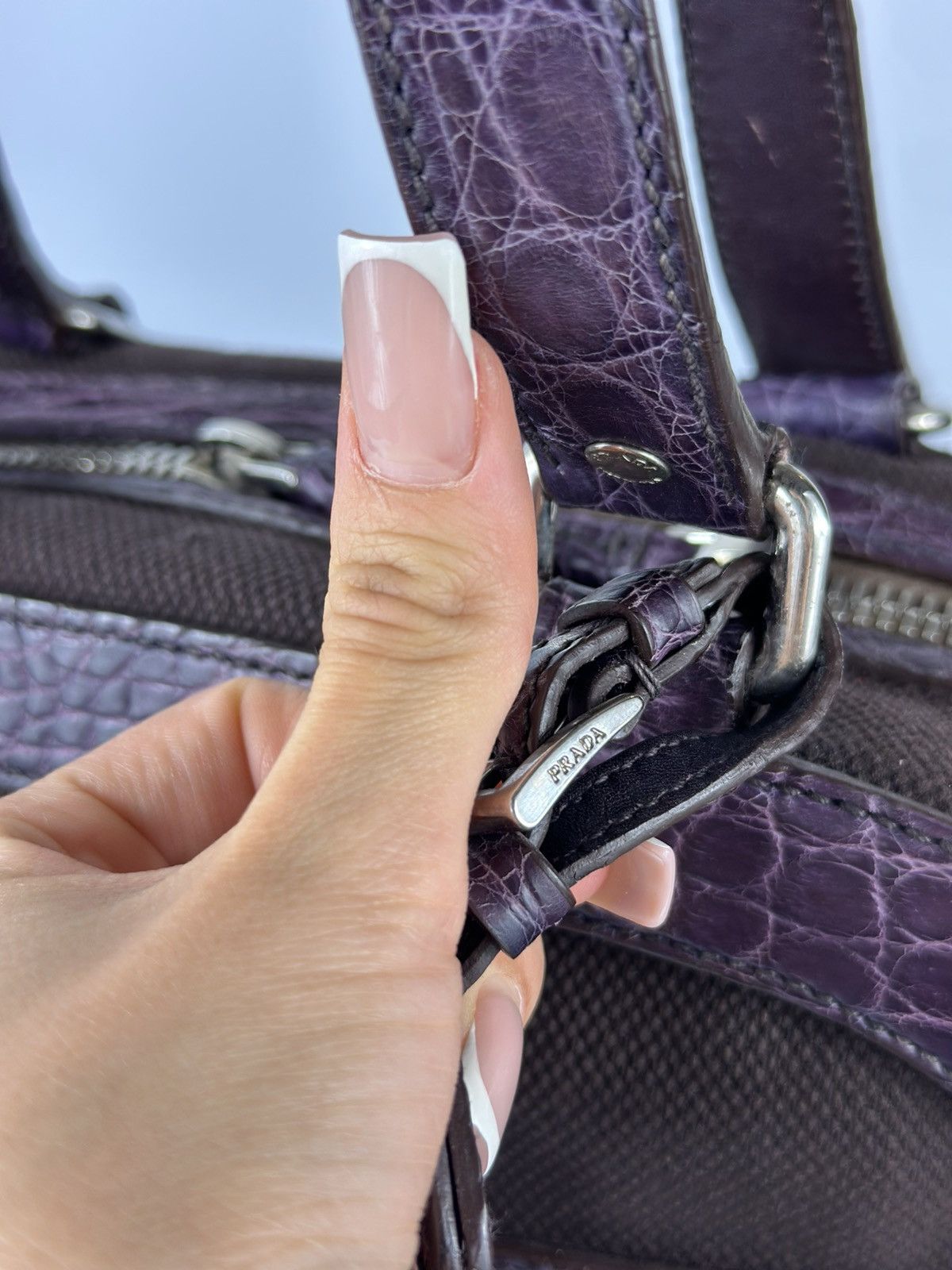 Prada PRADA - Shoulder Bag Crocodile Leather Bowler Satchel Buckle Size ONE SIZE - 4 Thumbnail