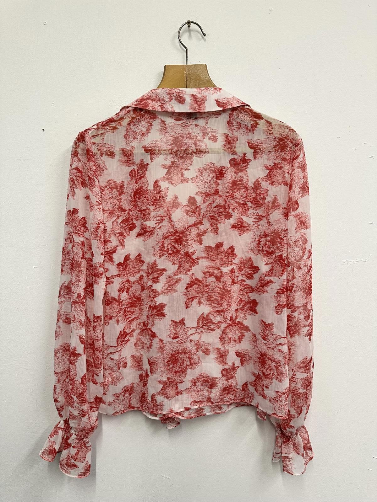 Ted Baker Ted Baker London Red Floral Ruffle Blouse Size 4 Size XS / US 0-2 / IT 36-38 - 4 Thumbnail