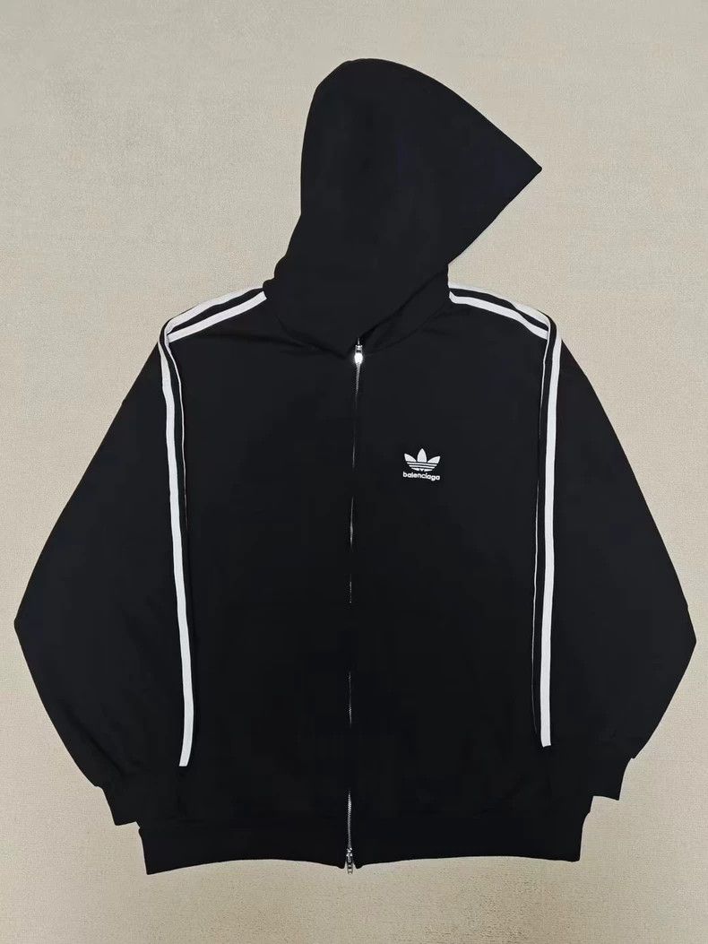 Balenciaga Balenciaga Adidas Black Stripe Zip Sweater Jacket Size US XS / EU 42 / 0 - 1 Thumbnail