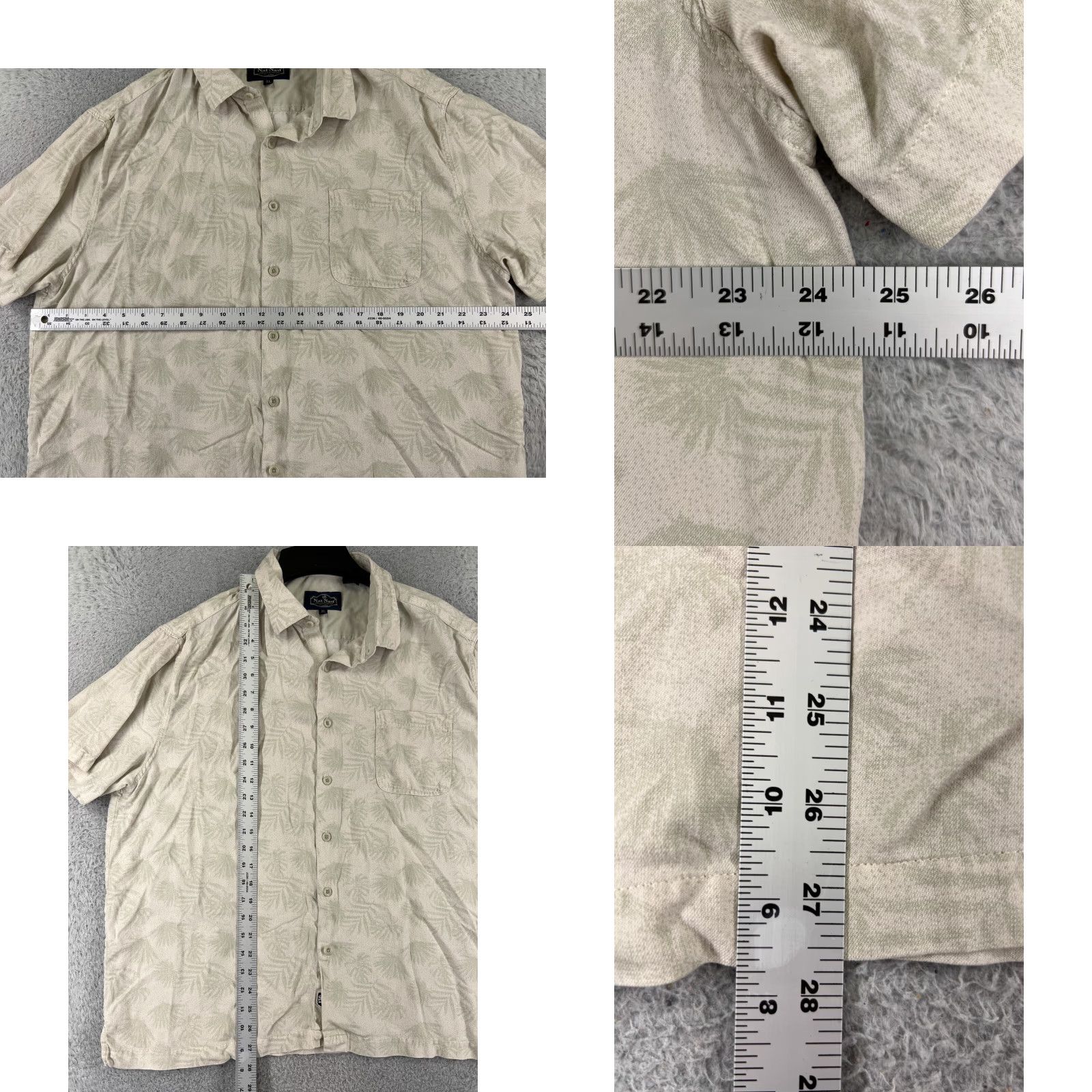 Nat Nast Nat Nast Luxury Originals Shirt Mens XL Beige Palm Hawaiian Silk Blend Button Up Beach Vacation Resort Aloha Floral 90s Womens Men? Size US XL / EU 56 / 4 - 8 Thumbnail