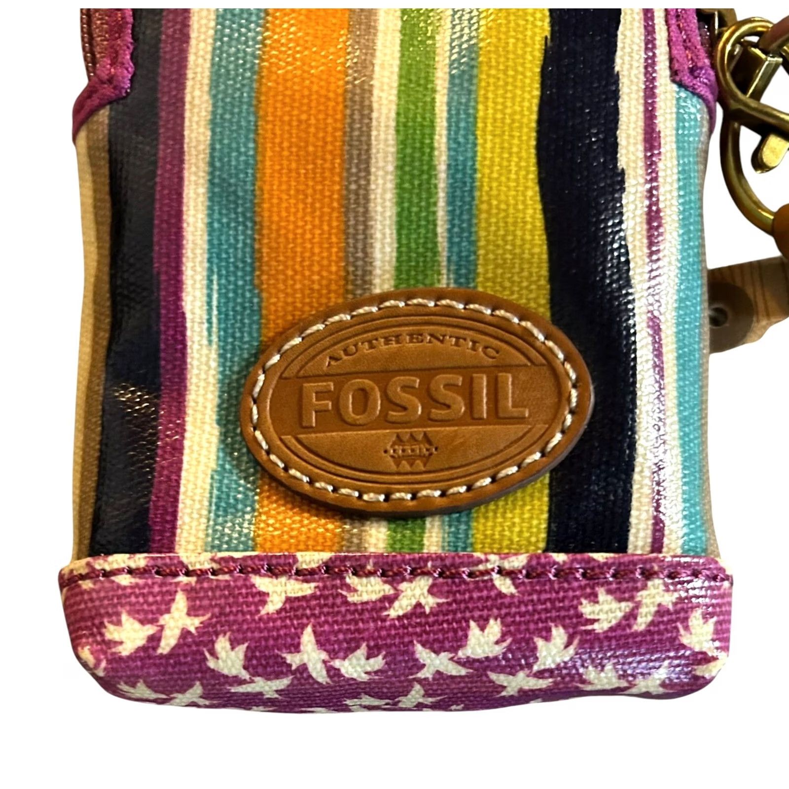 Fossil Fossil Birds Purple Striped Wristlet Wallet NWT Women Small Coin Purse Purse Credit Card 4in x 6in Wristlet Wallet Women Size ONE SIZE - 4 Thumbnail