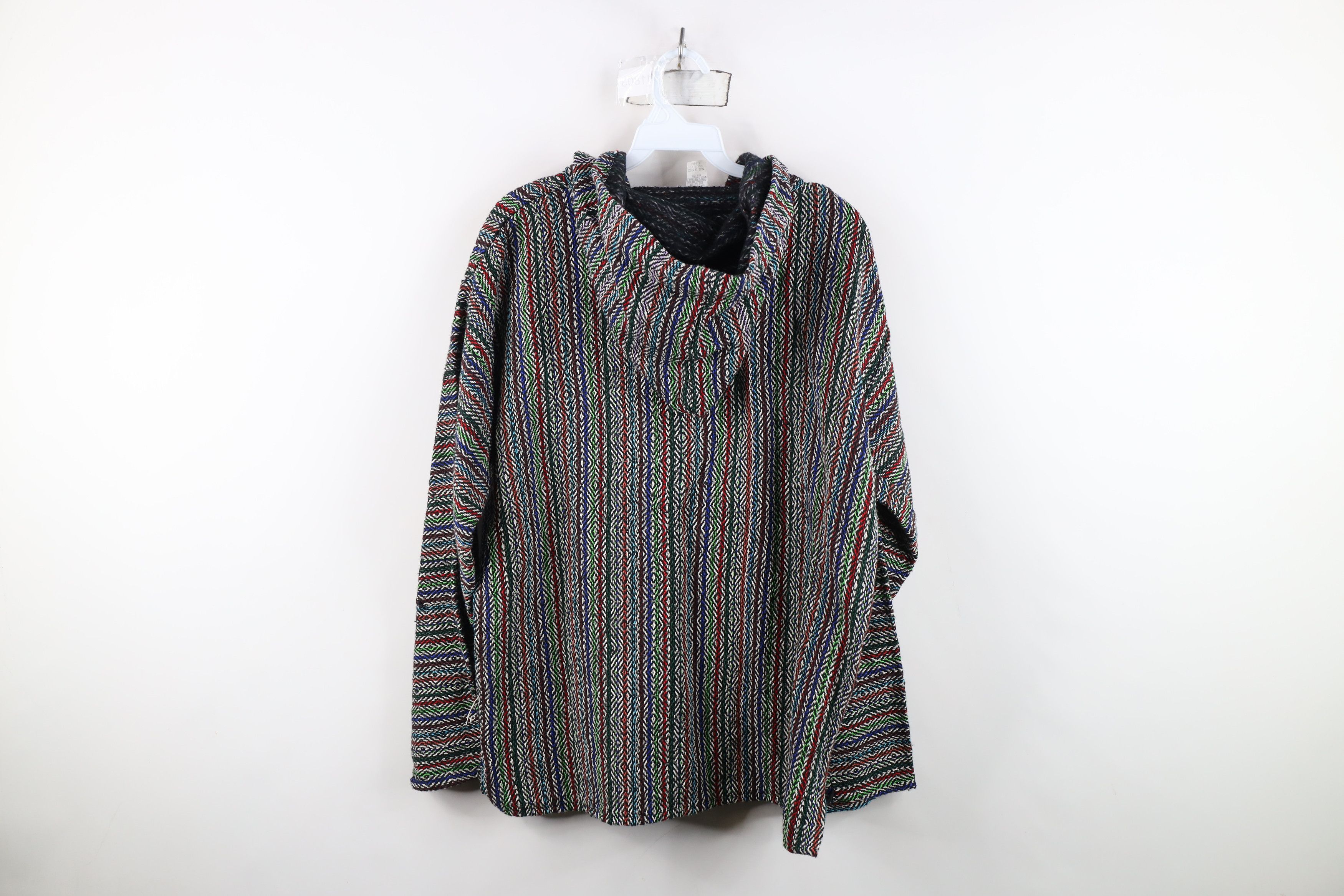 Vintage Vintage Y2K Streetwear Rainbow Striped Knit Drug Rug Hoodie Size US M / EU 48-50 / 2 - 12 Thumbnail