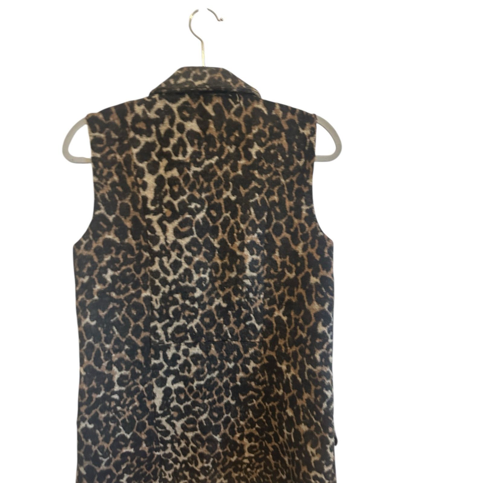 Other Dolce Cabo Brown Leopard Long Line Fleece Sleeveless Vest Size XS / US 0-2 / IT 36-38 - 7 Thumbnail