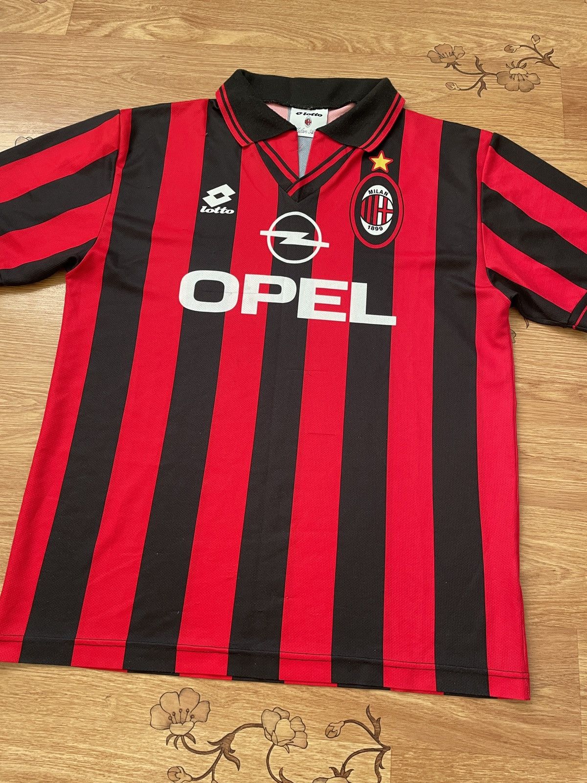 90s　Lotto　AC MILAN　ゲームシャツ　OPEL　ユニフォーム 90s Lotto AC MILAN ゲームシャツ OPEL ユニフォーム - メルカリ