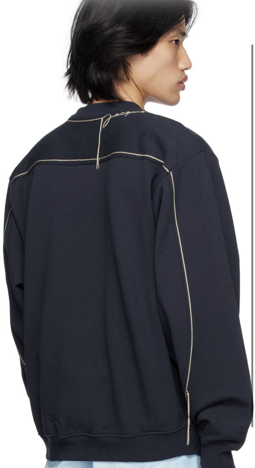 Jacquemus Jacquemus Navy Le Raphia 'Le Sweatshirt Fio' Sweatshirt Size US M / EU 48-50 / 2 - 2 Thumbnail