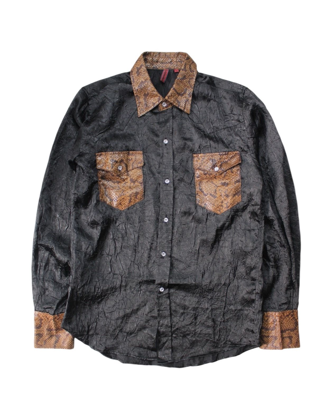 If Six Was Nine 2000S AMEDEO JAPAN SNAKE TRIM CRINKLE WESTERN SHIRT Size US M / EU 48-50 / 2 - 1 Thumbnail