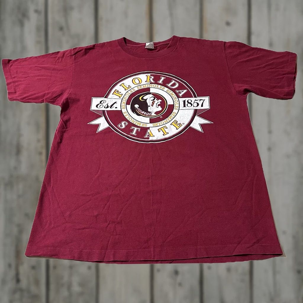 Vintage VINTAGE 90s Competitor Florida State College Shirt XL Red Mens T-Shirt College Size US XL / EU 56 / 4 - 1 Thumbnail