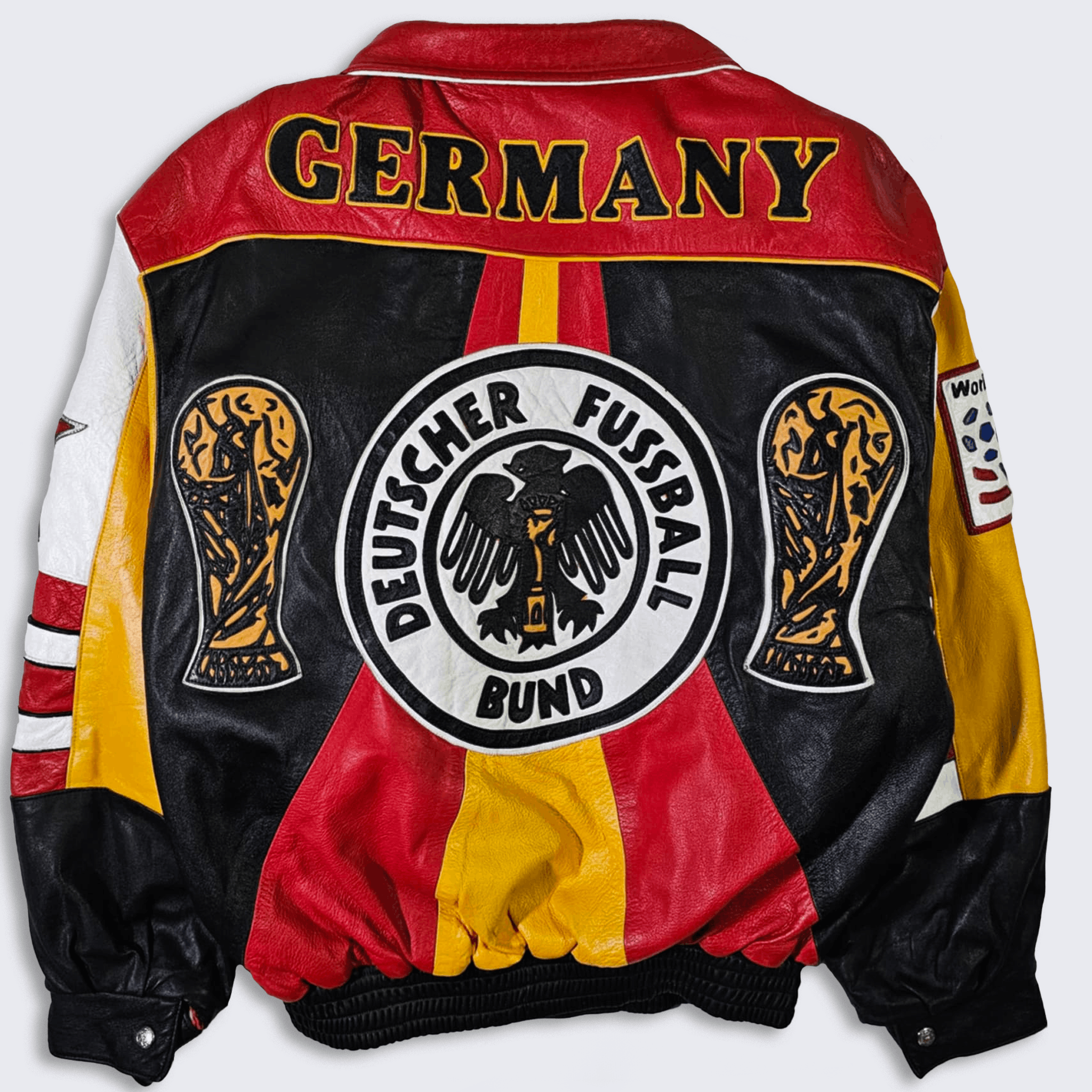 Vintage Germany Vintage 90s Jeff Hamilton World Cup Leather Jacket Size US L / EU 52-54 / 3 - 1 Thumbnail