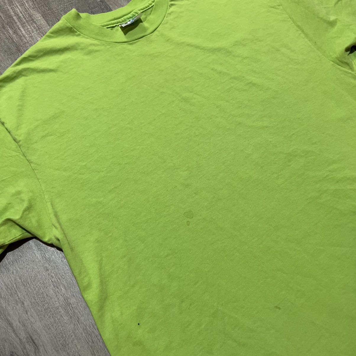 Hanes × Vintage VTG 1990s Blank Lime Green Single Stitch Solid T Shirt Size US XL / EU 56 / 4 - 4 Thumbnail