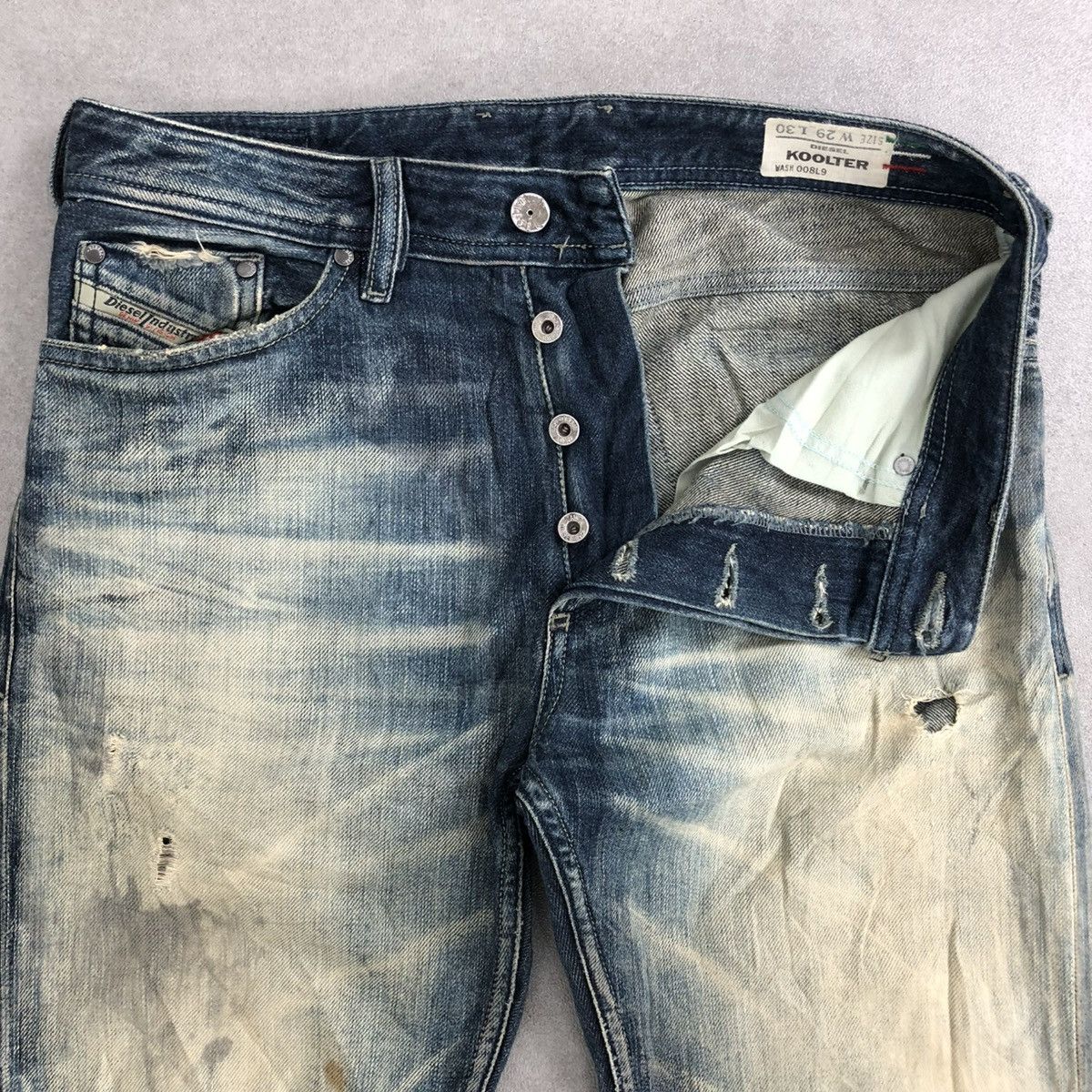 Diesel × If Six Was Nine × Le Grande Bleu (L.G.B.) 🇮🇹 2000s Diesel Industry Koolter Distressed Faded Jeans Size US 29 - 9 Thumbnail