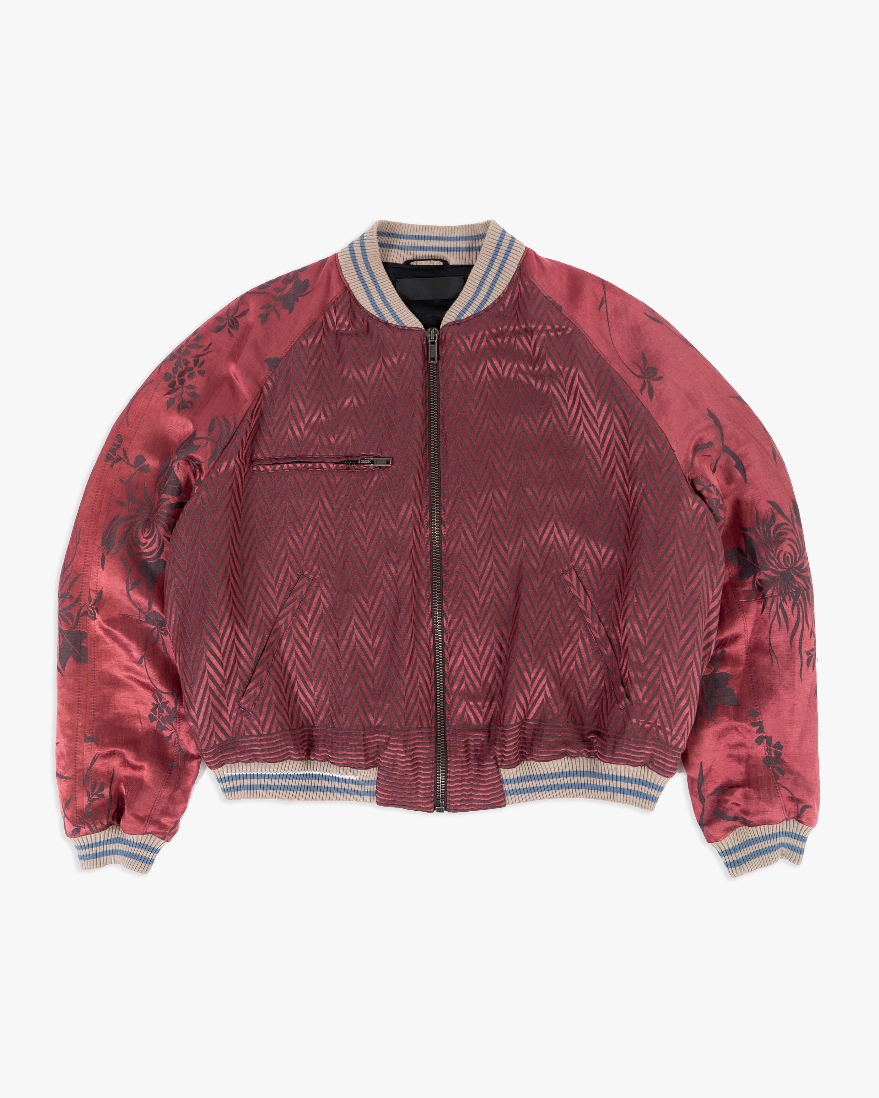 Haider Ackermann SS15 Iconic Bomber in Chevron & Floral Silk Jacquard Size US XL / EU 56 / 4 - 6 Thumbnail